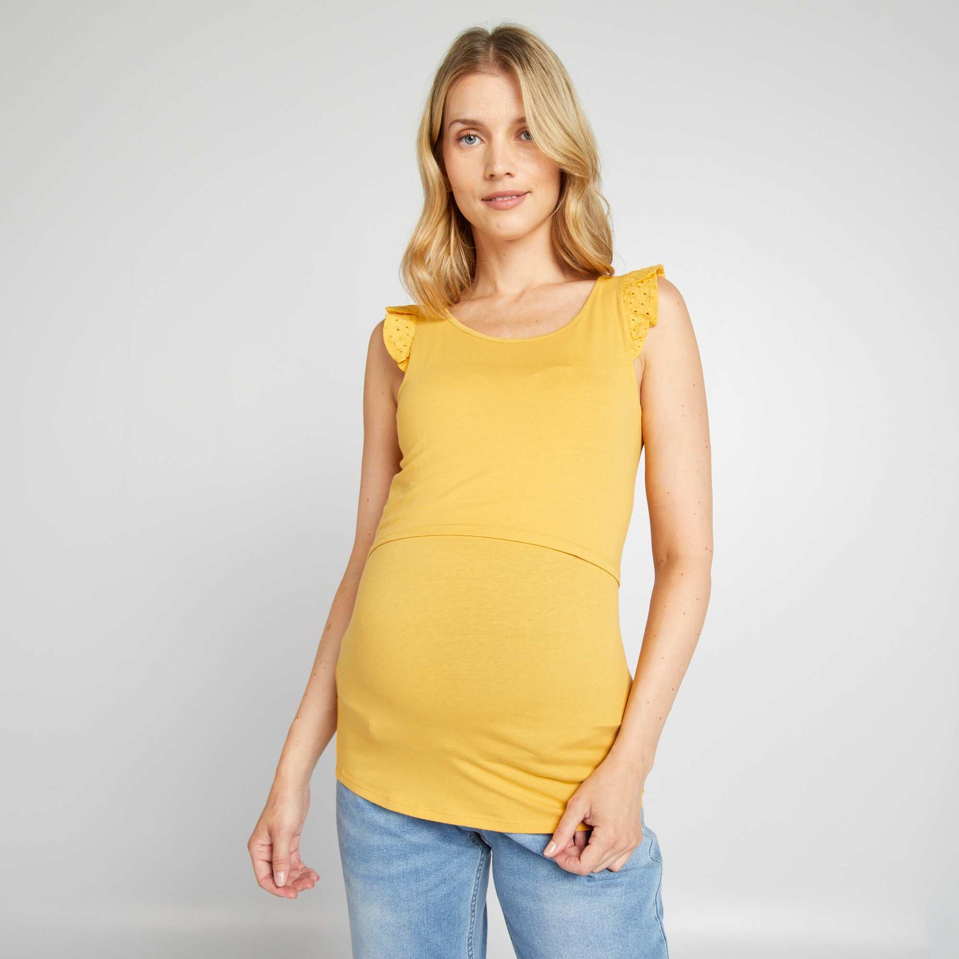 Top allaitement avec ouverture poitrine JAUNE