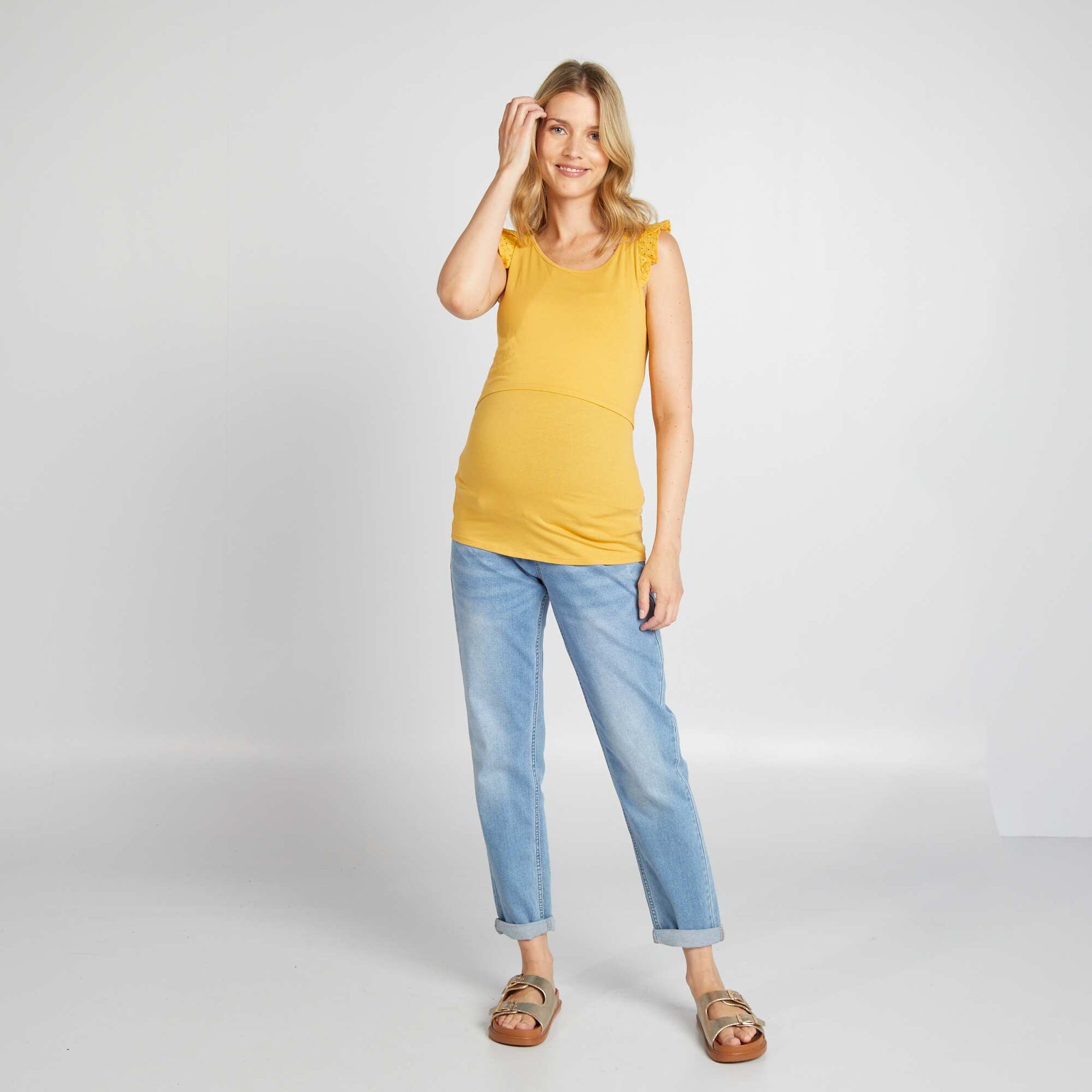 Top allaitement avec ouverture poitrine JAUNE