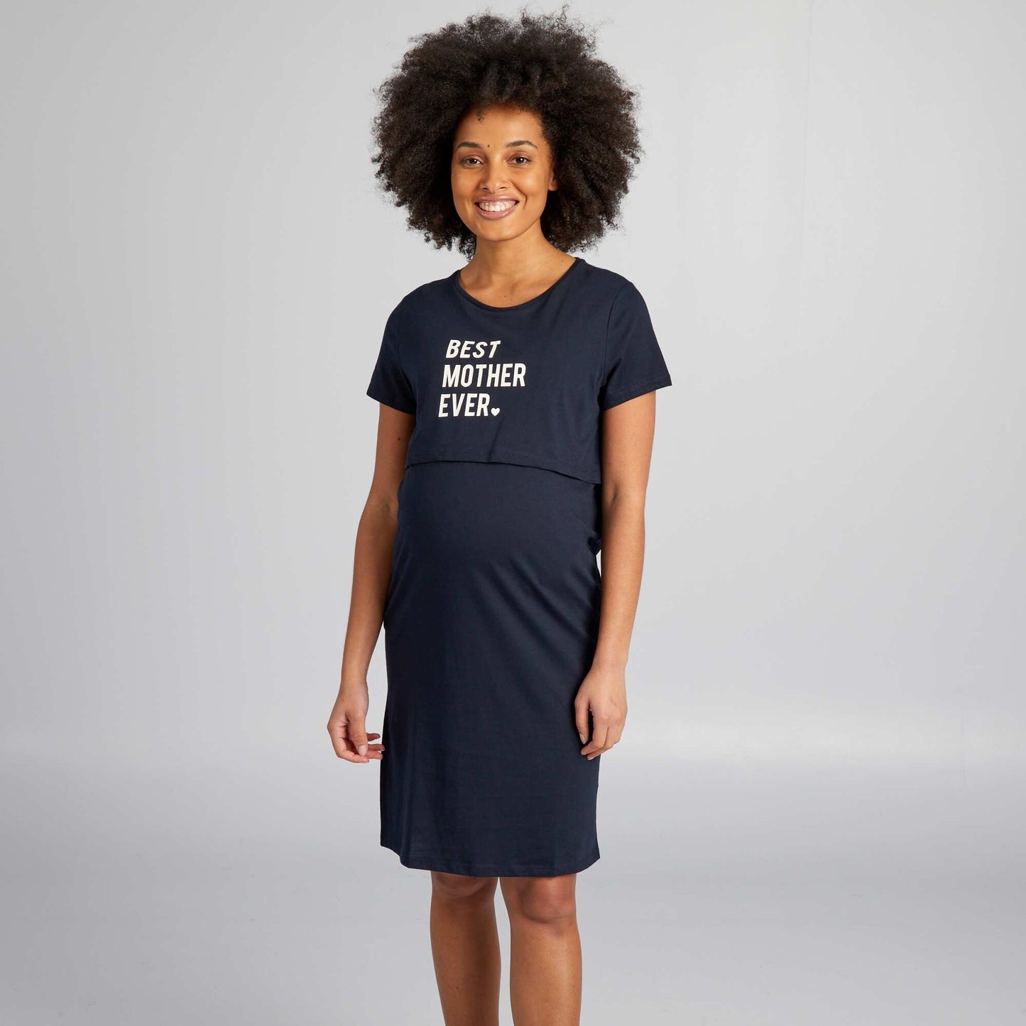 Chemise de nuit d'allaitement à message NOIR