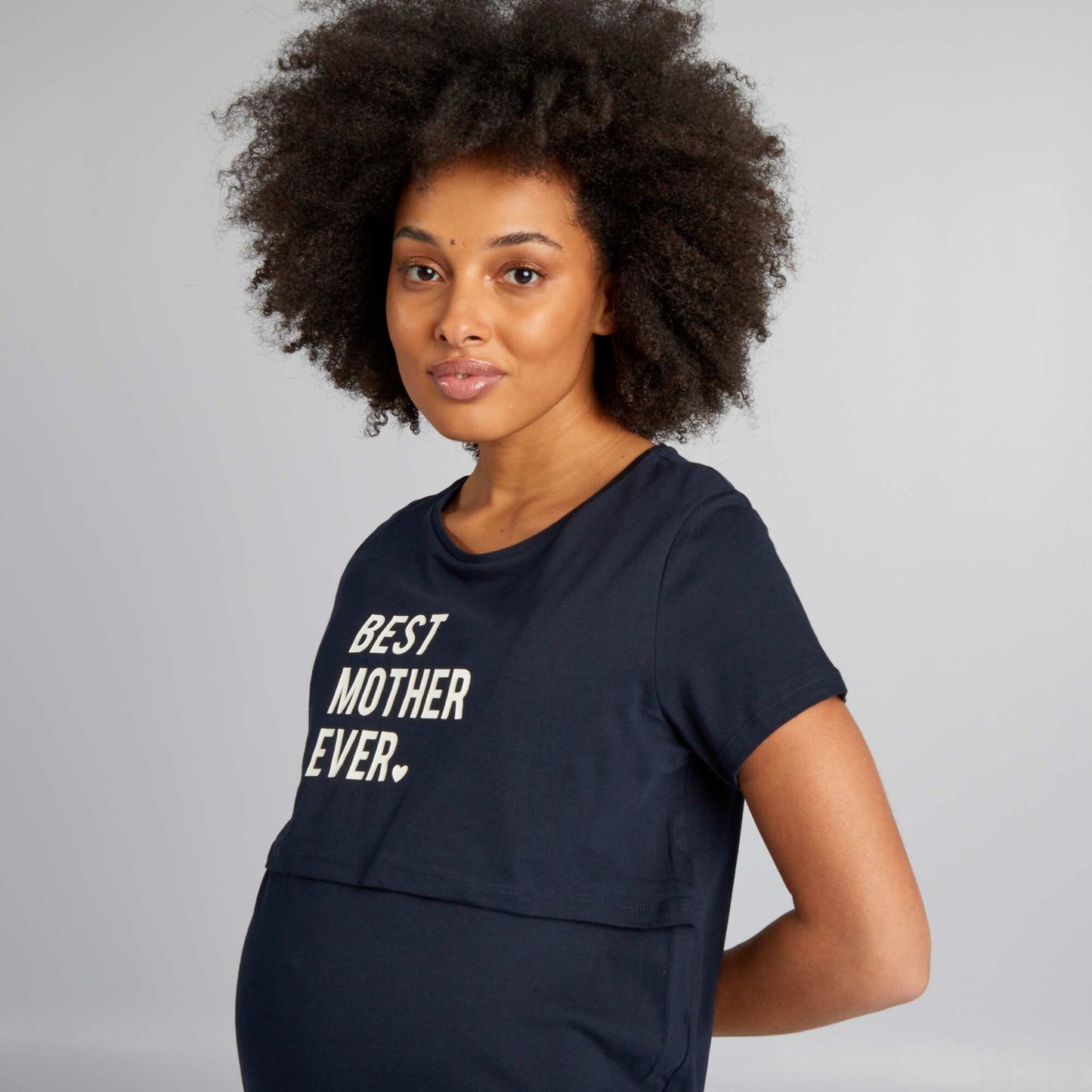 Chemise de nuit d'allaitement à message NOIR
