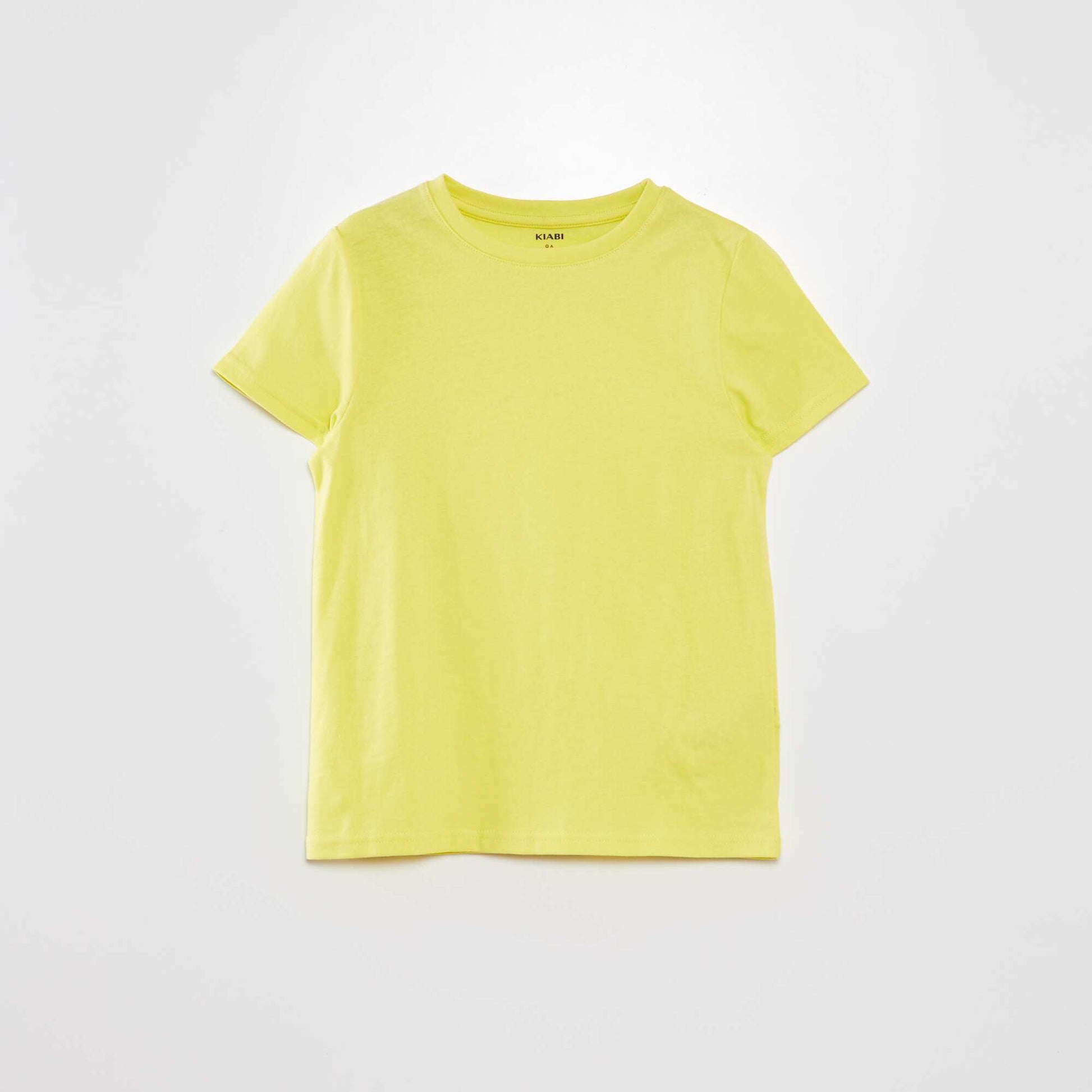 T-shirt uni à col rond JAUNE