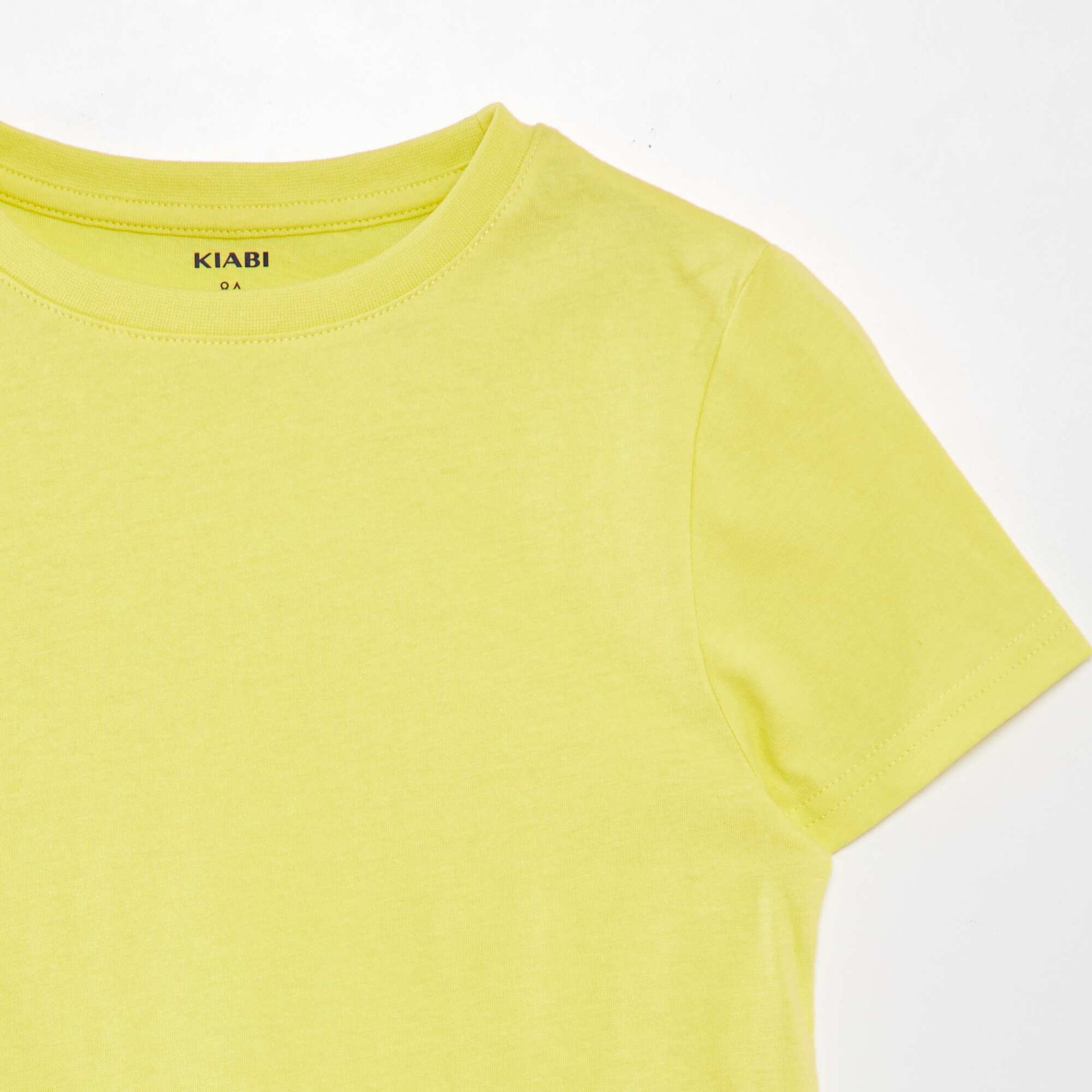 T-shirt uni à col rond JAUNE