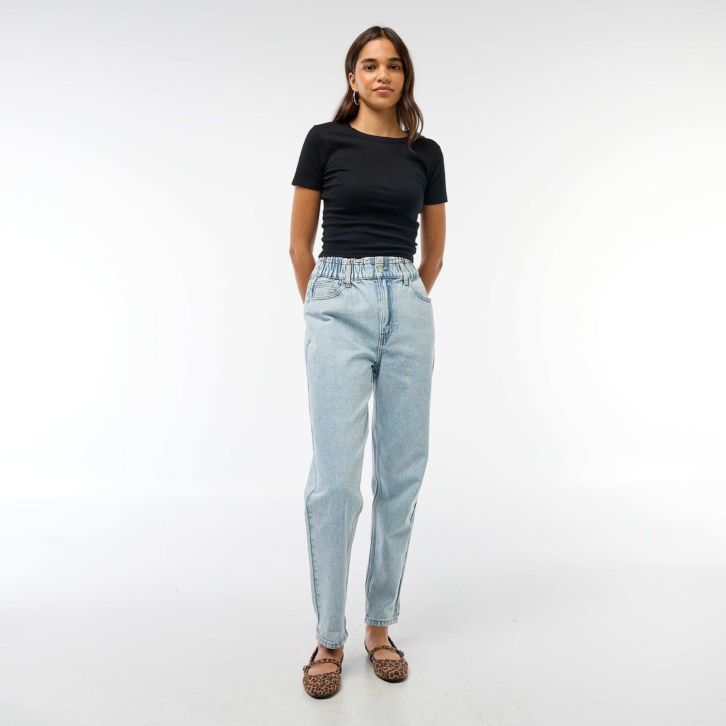 T-shirt cropped manches courtes NOIR