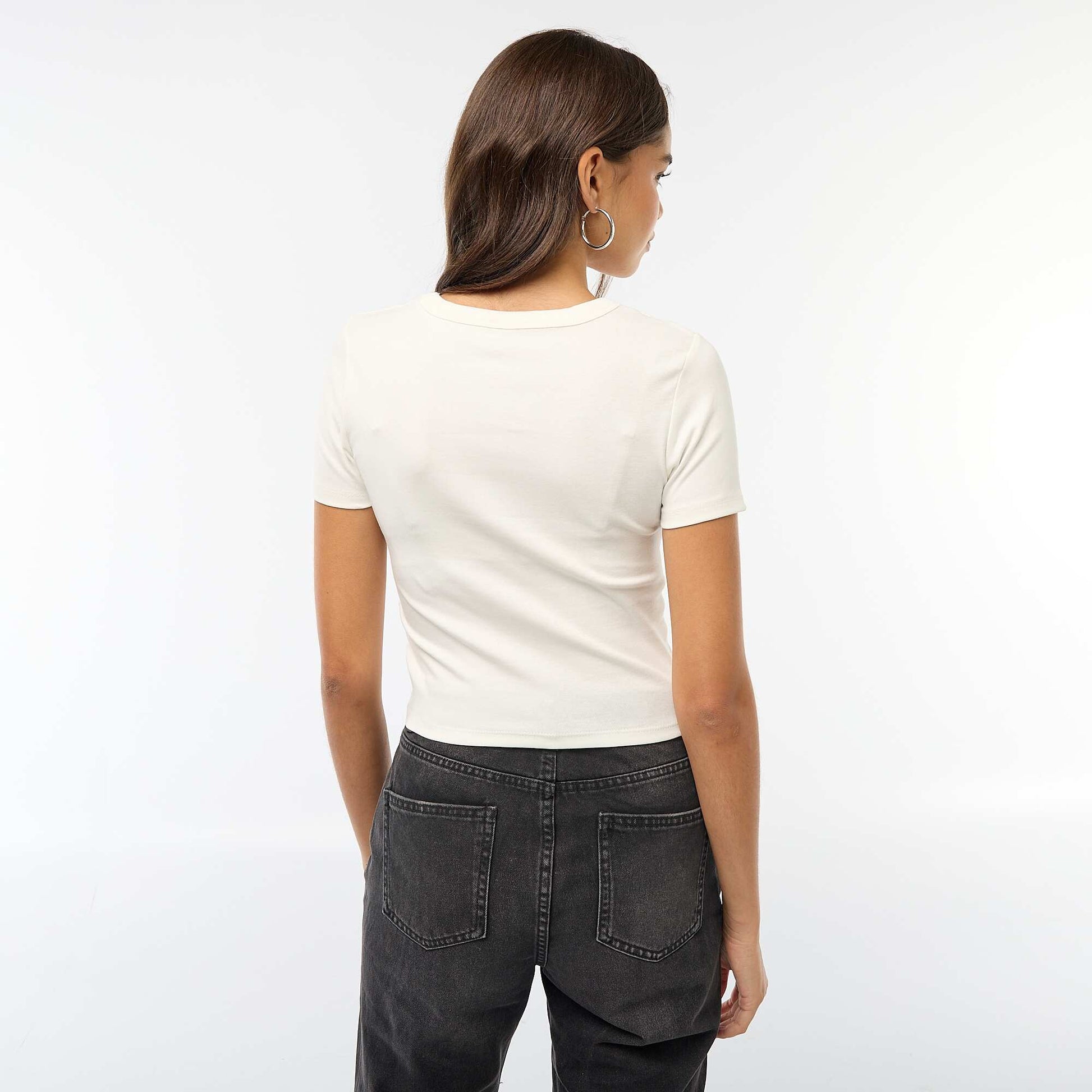 T-shirt cropped manches courtes BLANC