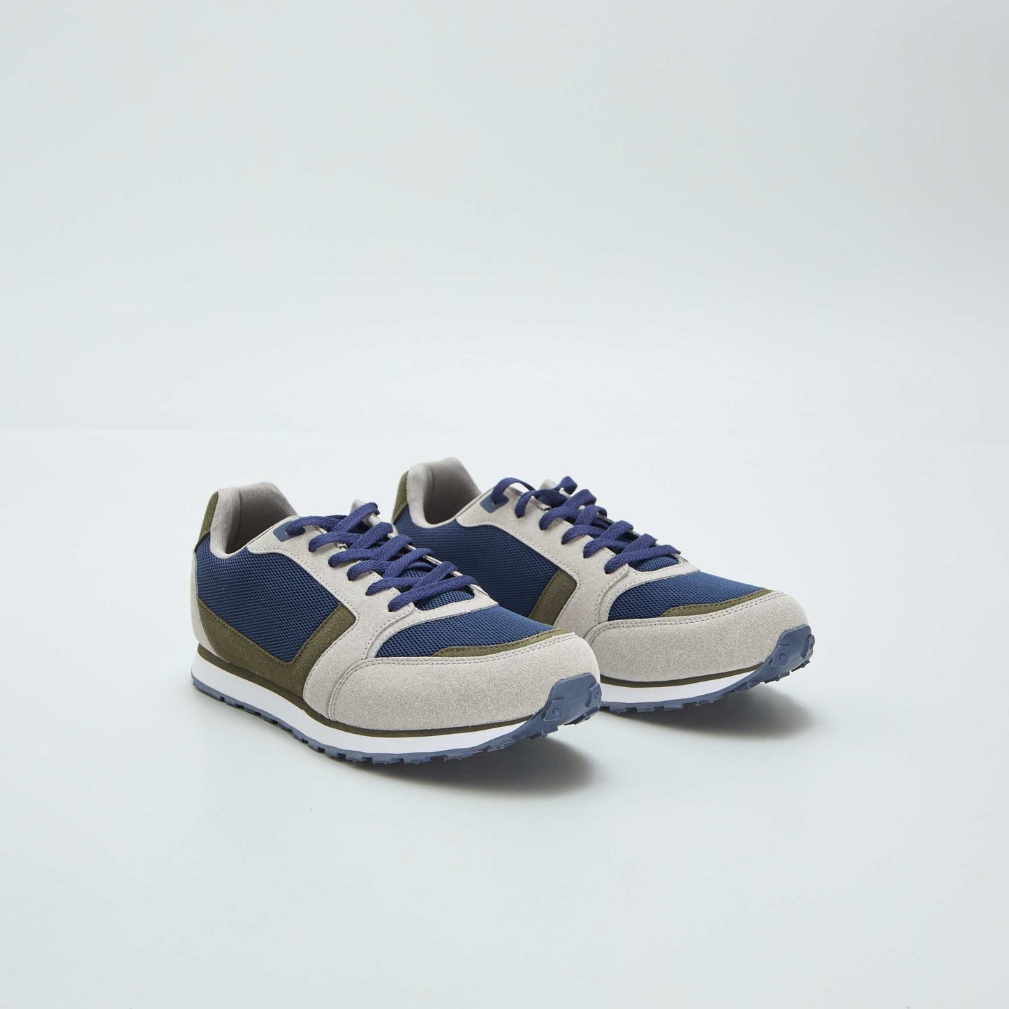 Baskets running retro tricolore KAKI