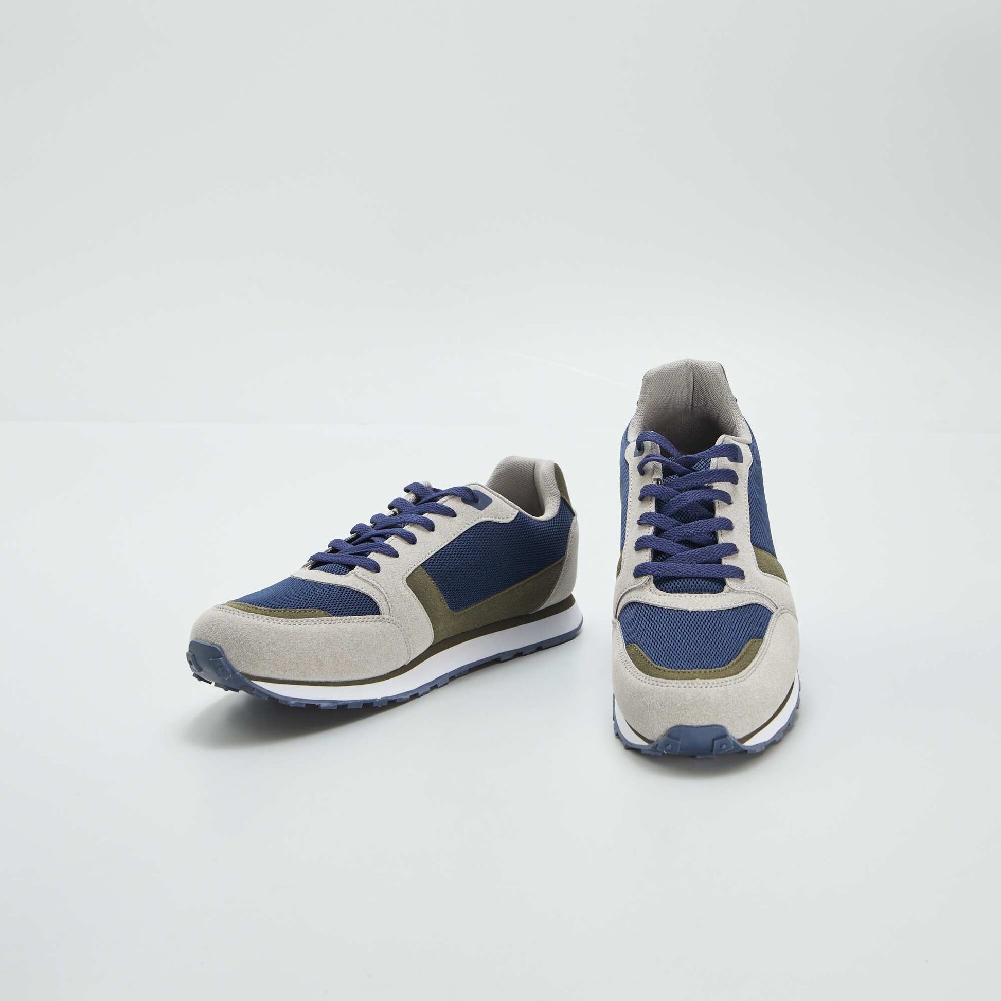 Baskets running retro tricolore KAKI