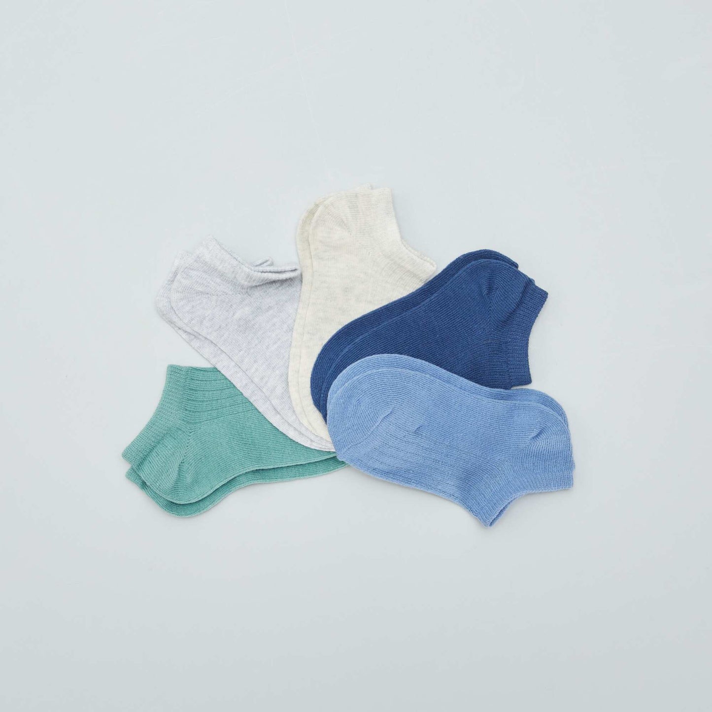 Lot de 5 chaussettes invisibles BLEU/VERT