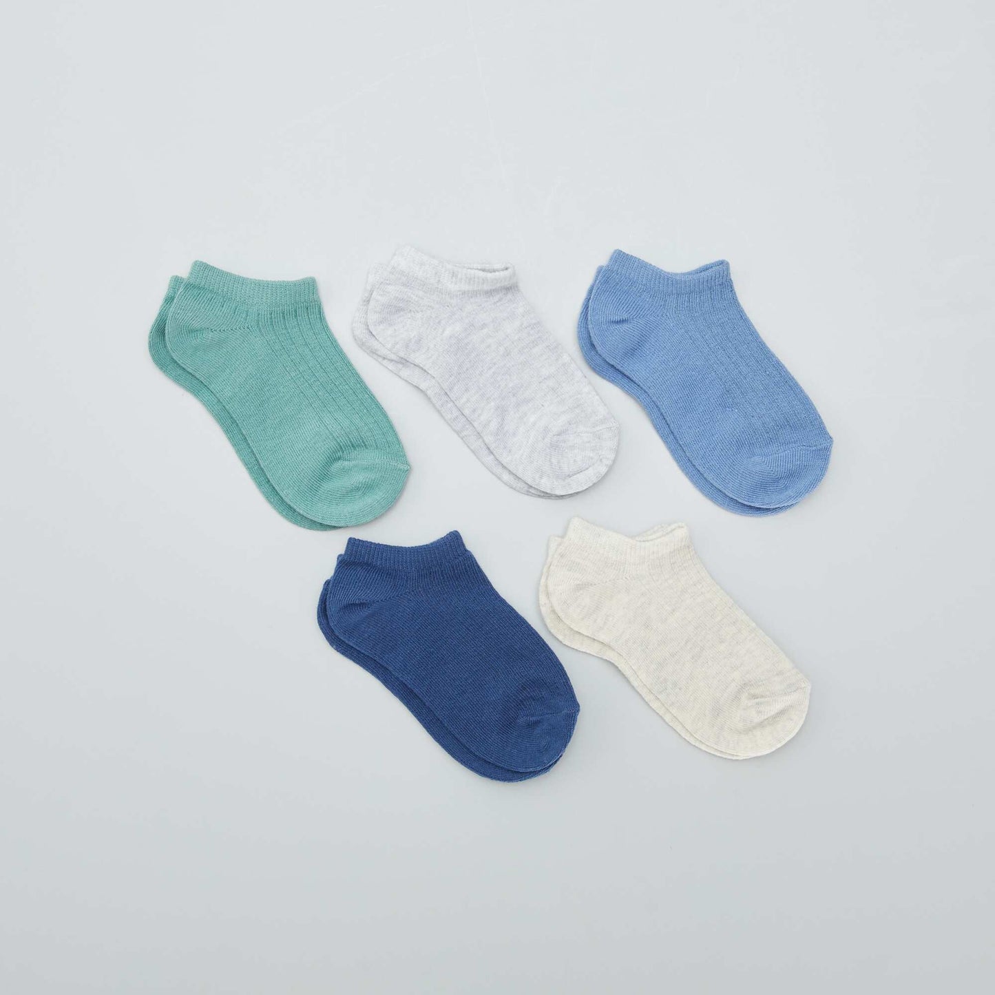 Lot de 5 chaussettes invisibles BLEU/VERT