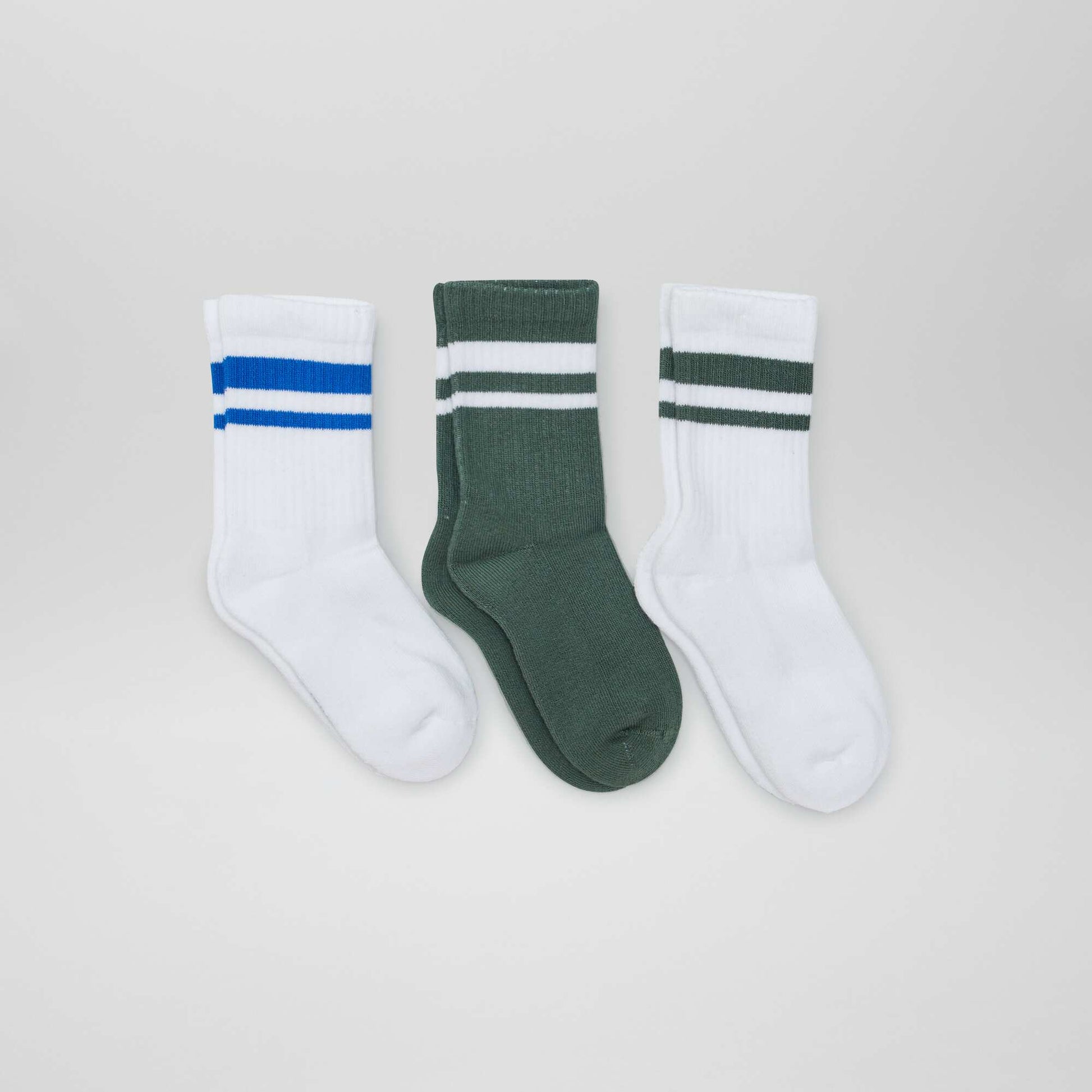 Lot de 3 chaussettes de sport BLANC/BLEU/VERT