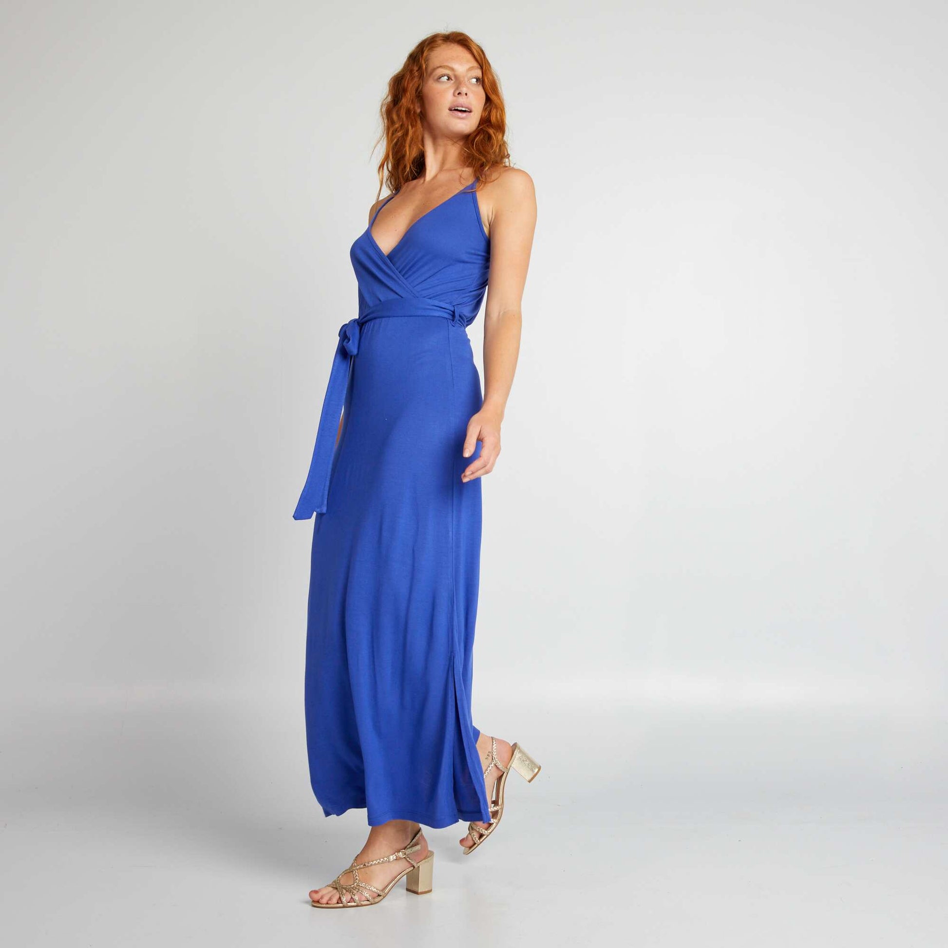 Robe longue à fines bretelles BLEU