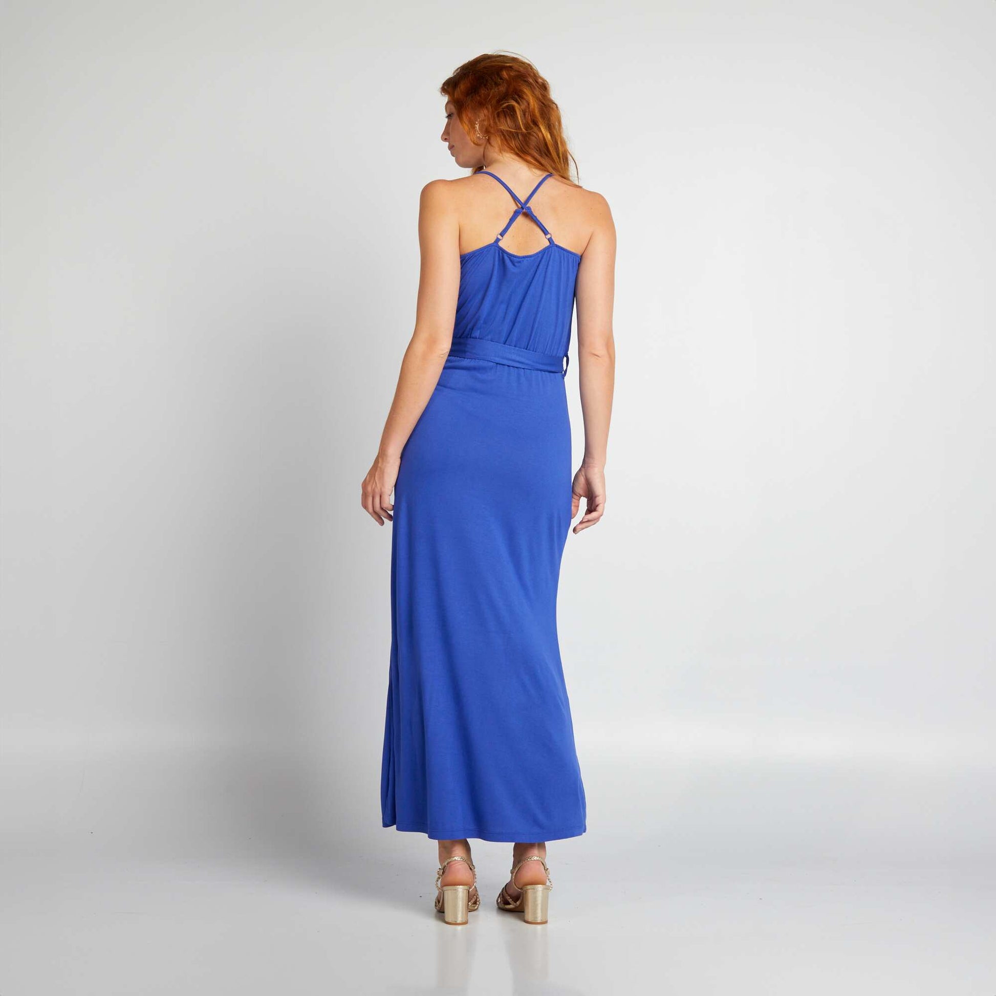 Robe longue à fines bretelles BLEU
