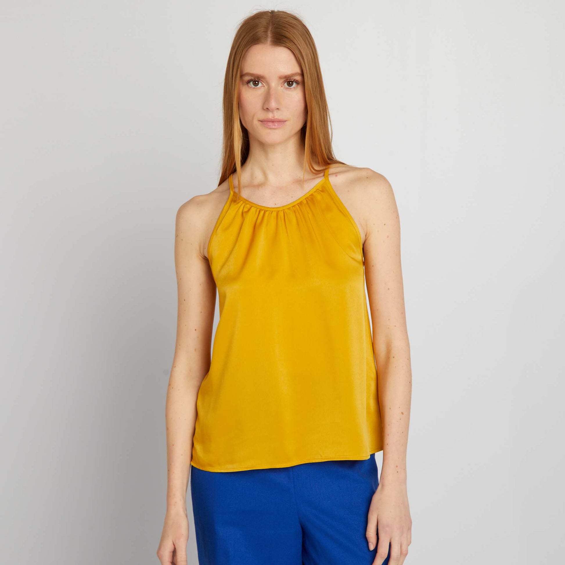 Top à bretelles satiné JAUNE