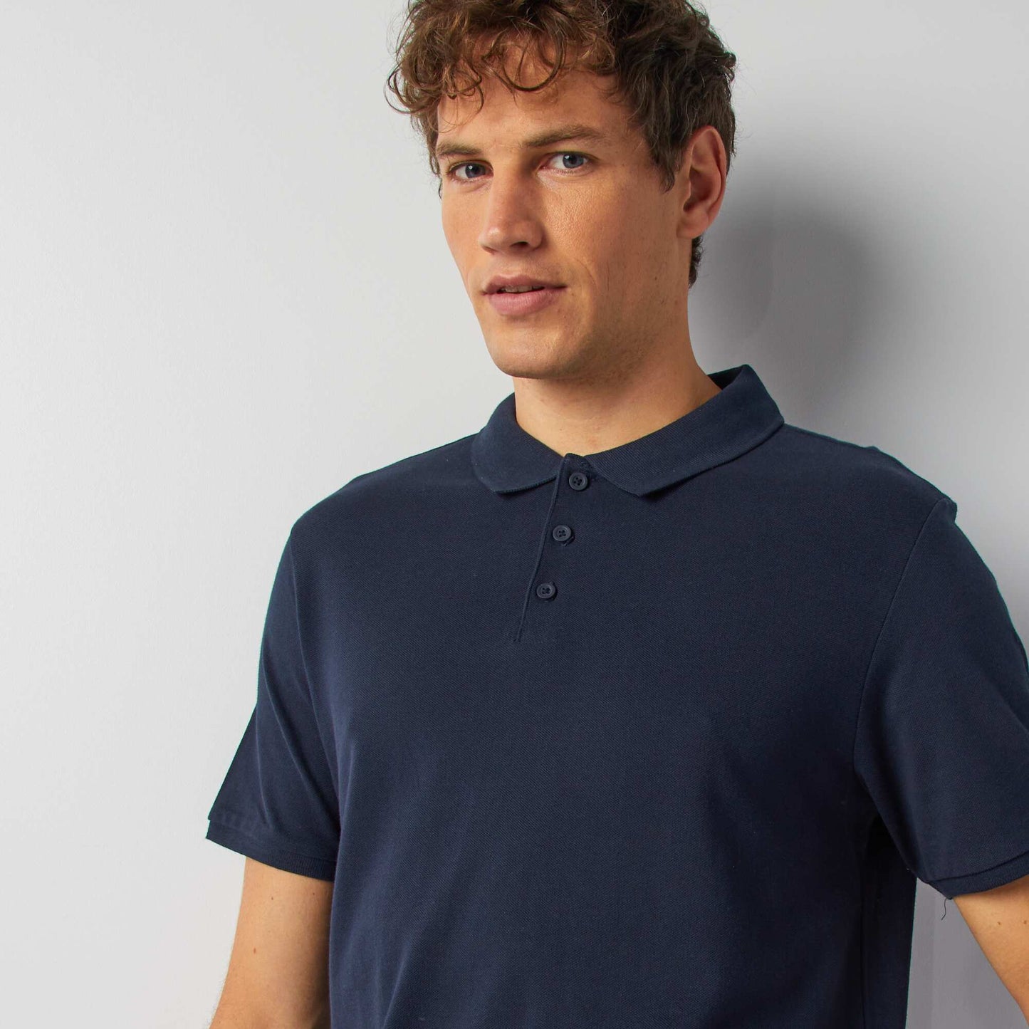 Polo en piqué de coton MARINE