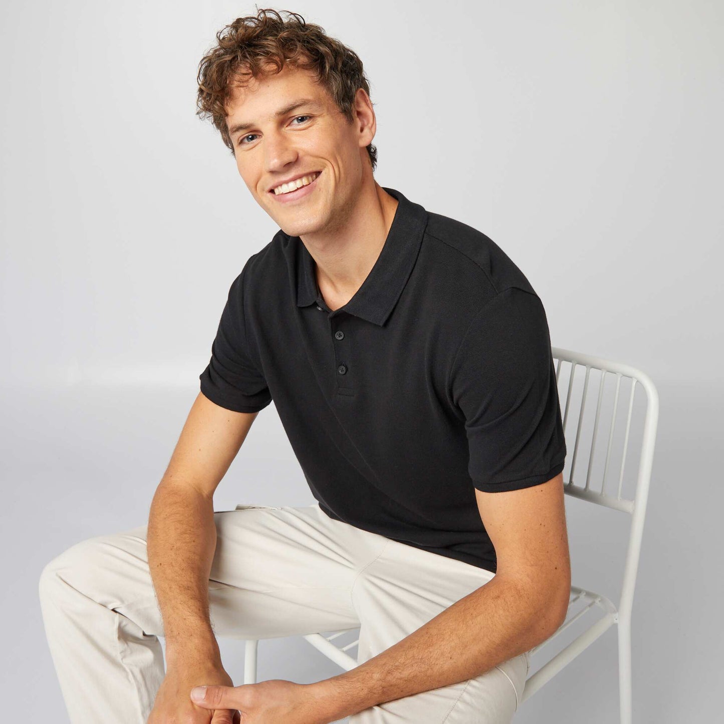 Polo en piqué de coton NOIR