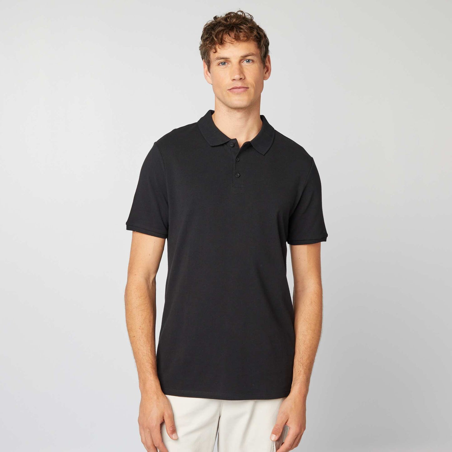 Polo en piqué de coton NOIR