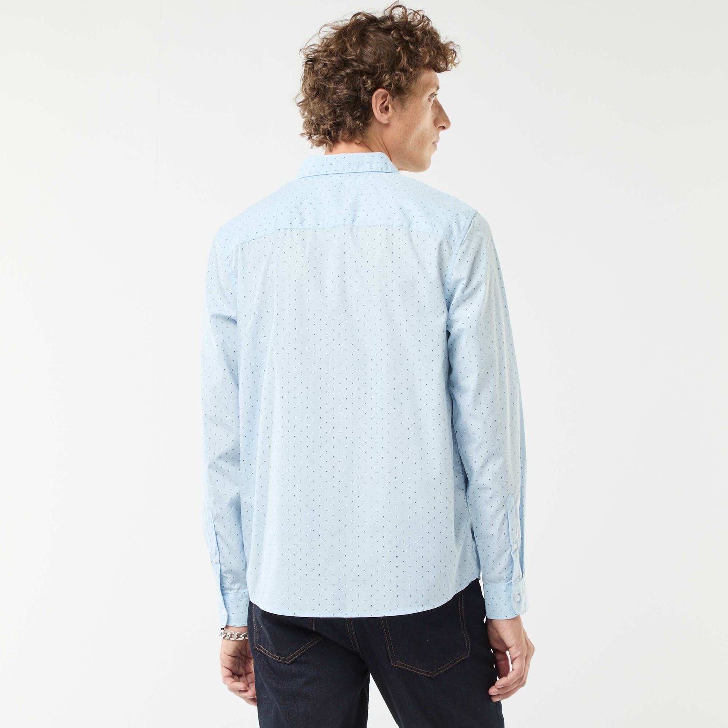 Chemise droite/regular à pois BLEU