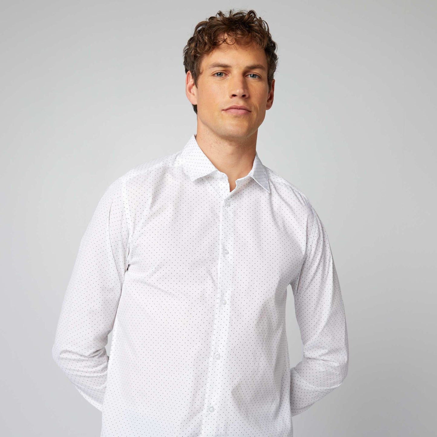 Chemise droite/regular à pois BLANC à POIS