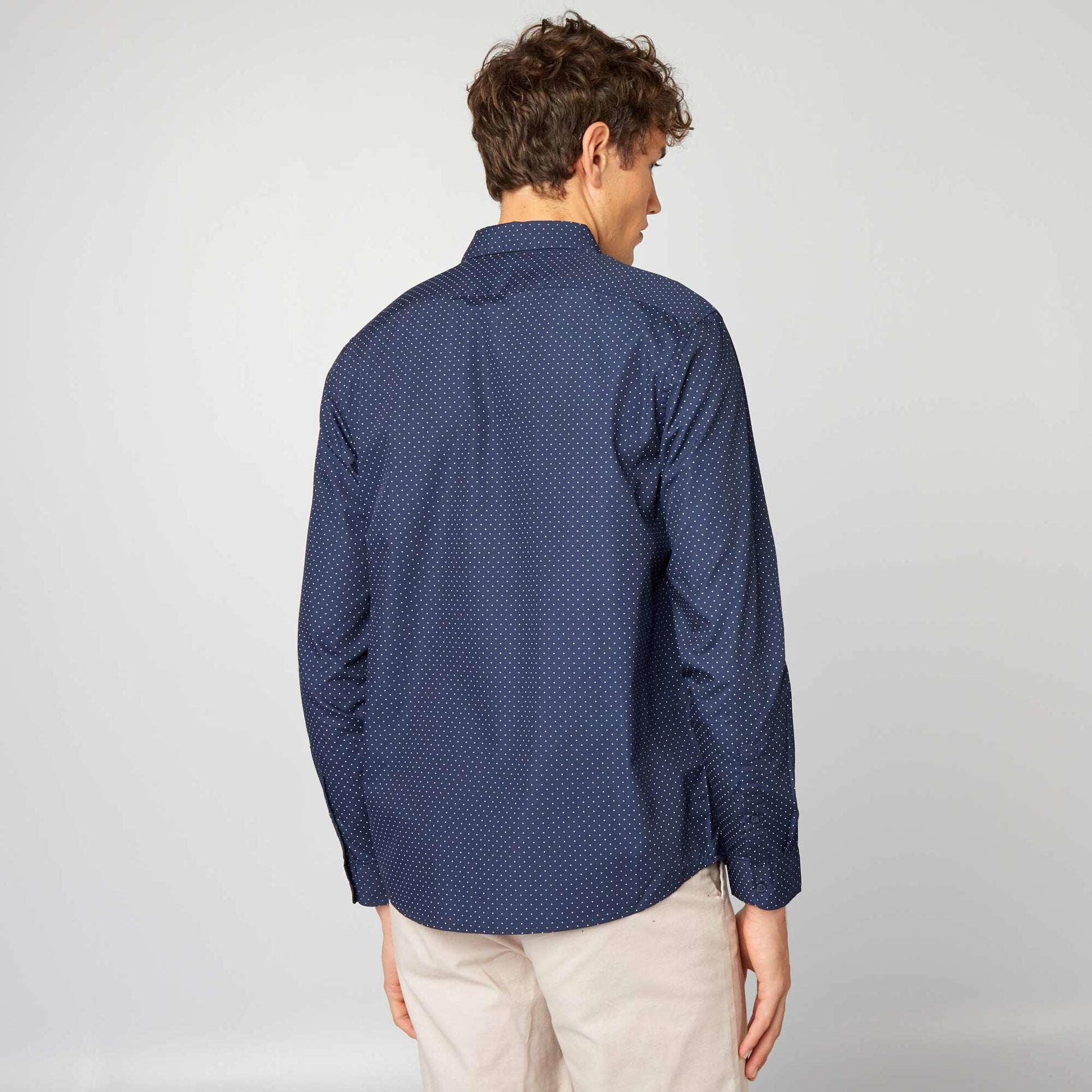 Chemise droite/regular à pois BLEU