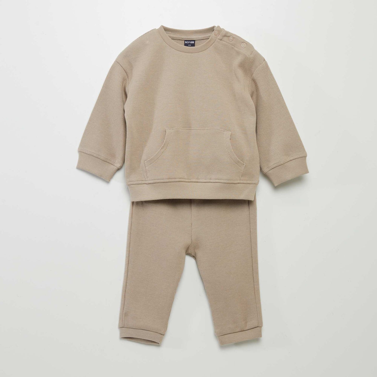 Ensemble sweat + pantalon en nid d'abeilles - 2 pièces BEIGE