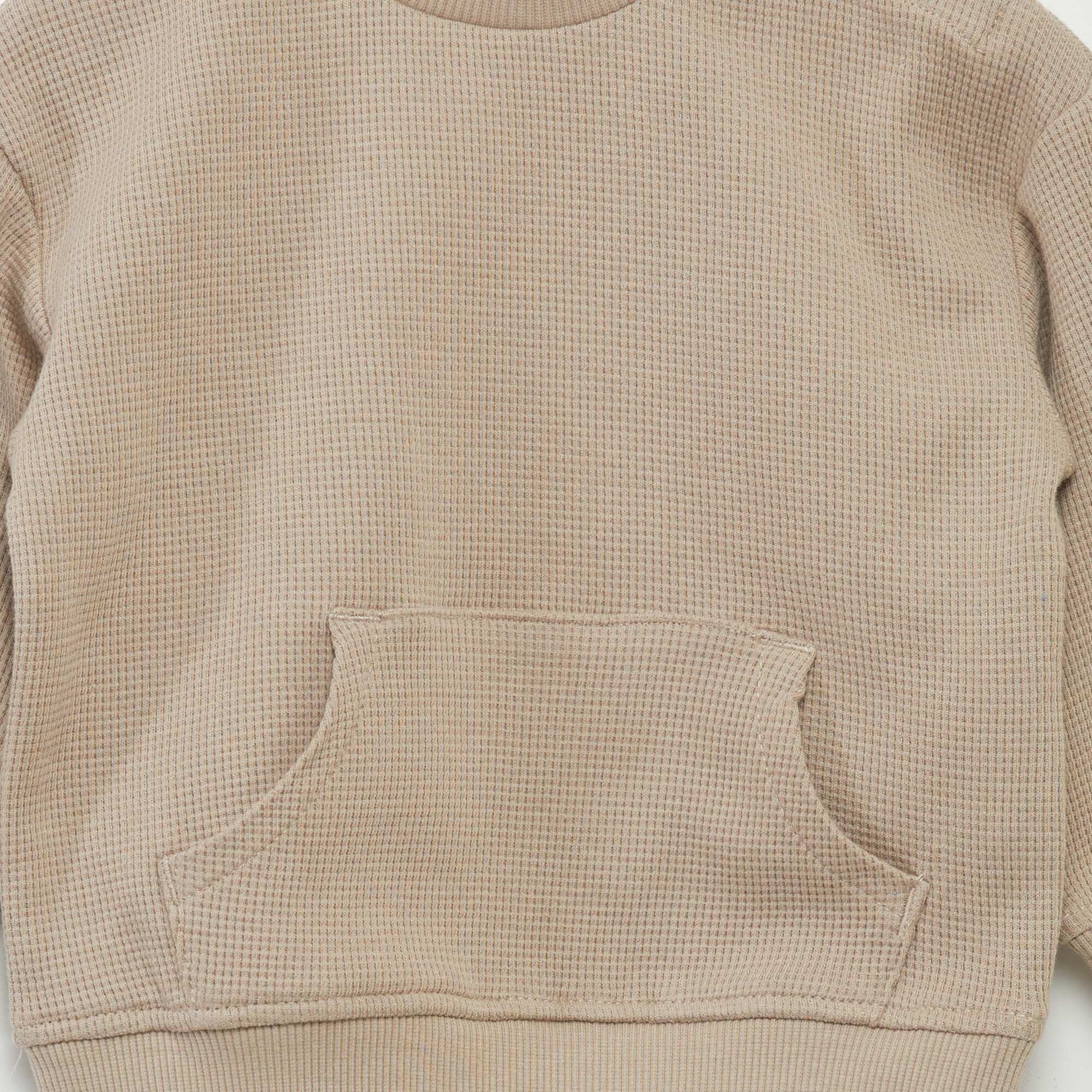 Ensemble sweat + pantalon en nid d'abeilles - 2 pièces BEIGE