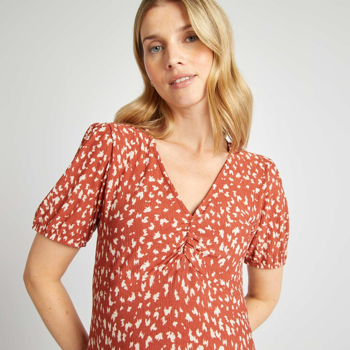 Robe longue imprimé grossesse BRIQUE IMPRIMé