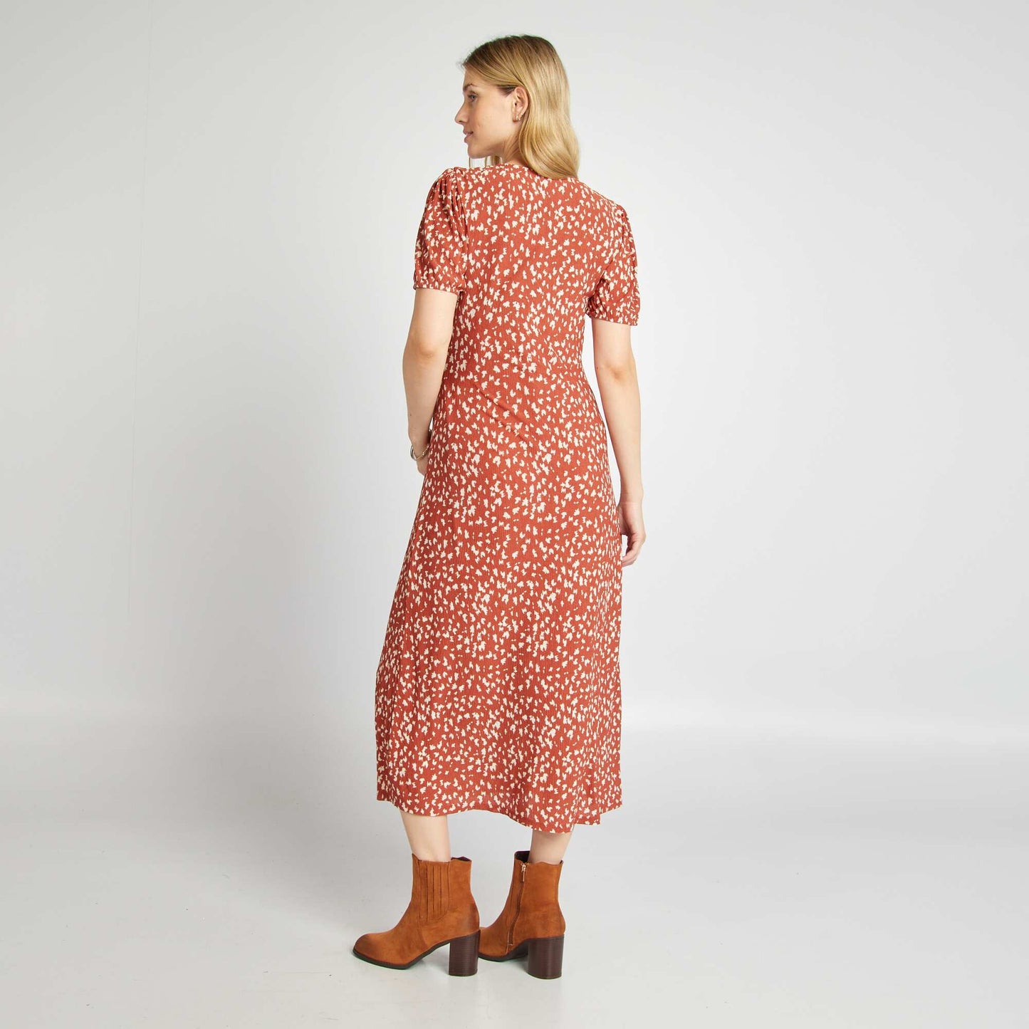 Robe longue imprimé grossesse BRIQUE IMPRIMé