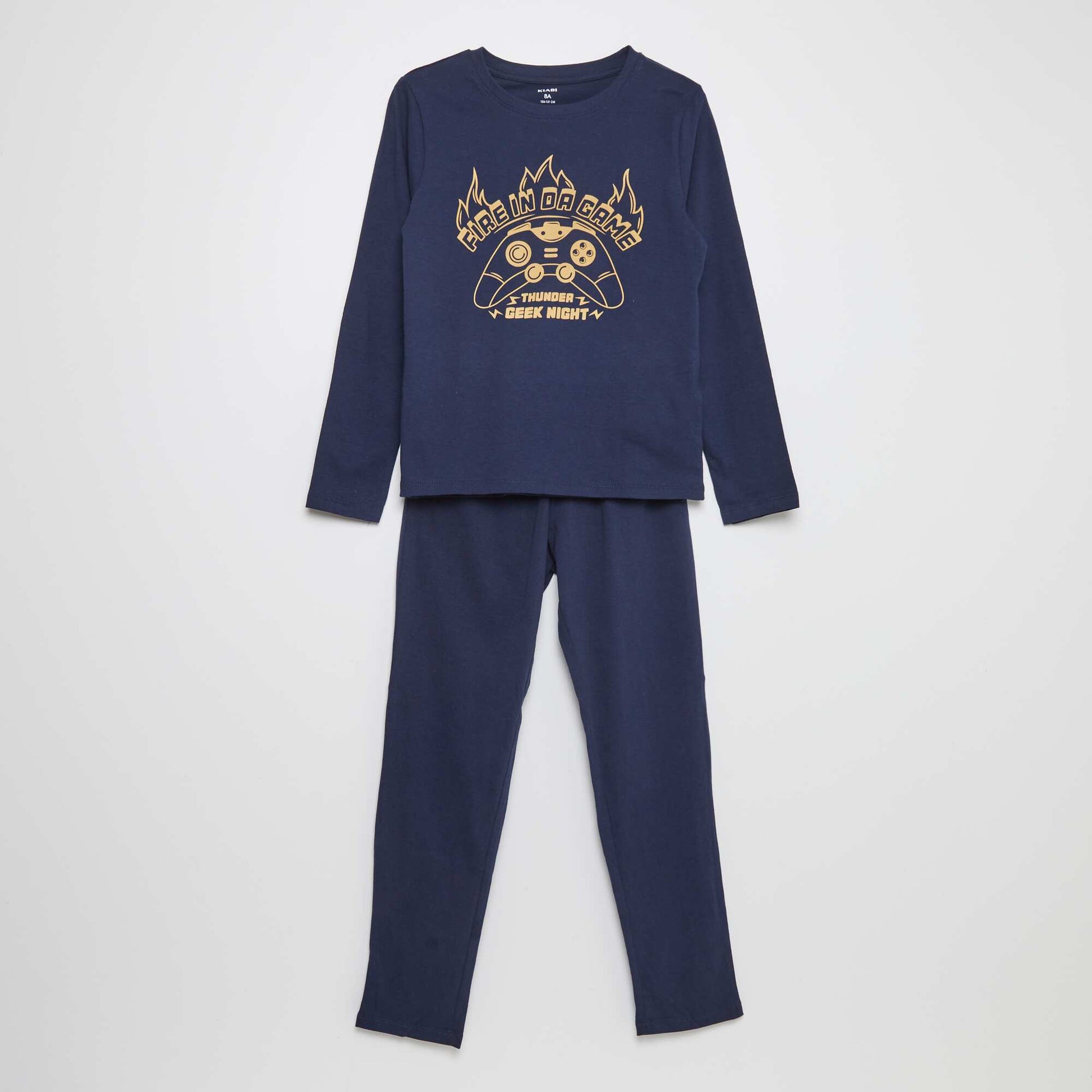Pyjama long en jersey avec imprimé - 2 pièces BLEU MARINE FONCé