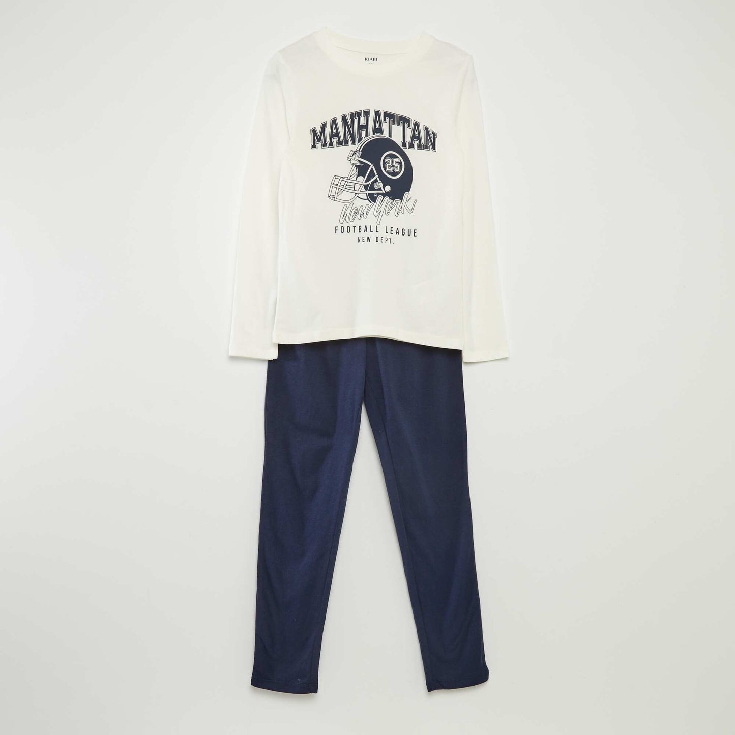 Pyjama long en jersey avec imprimé - 2 pièces BLANC/MARINE
