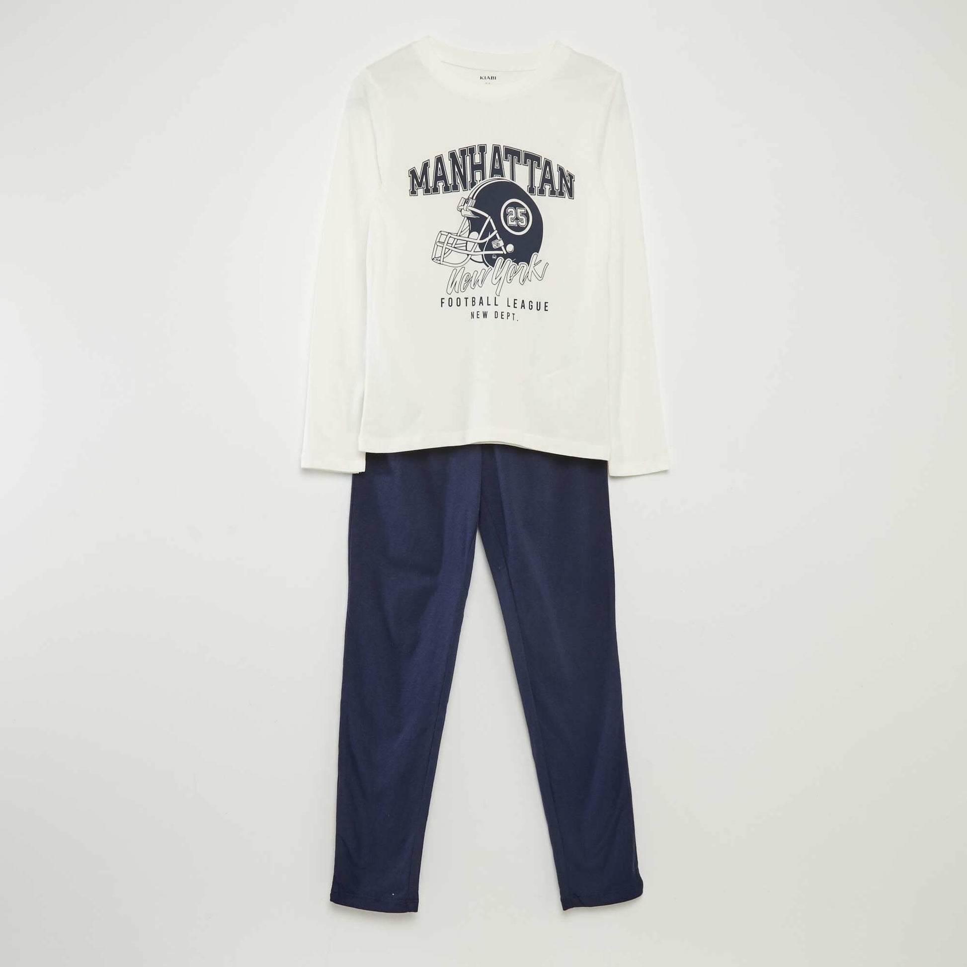 Pyjama long en jersey avec imprimé - 2 pièces BLANC/MARINE