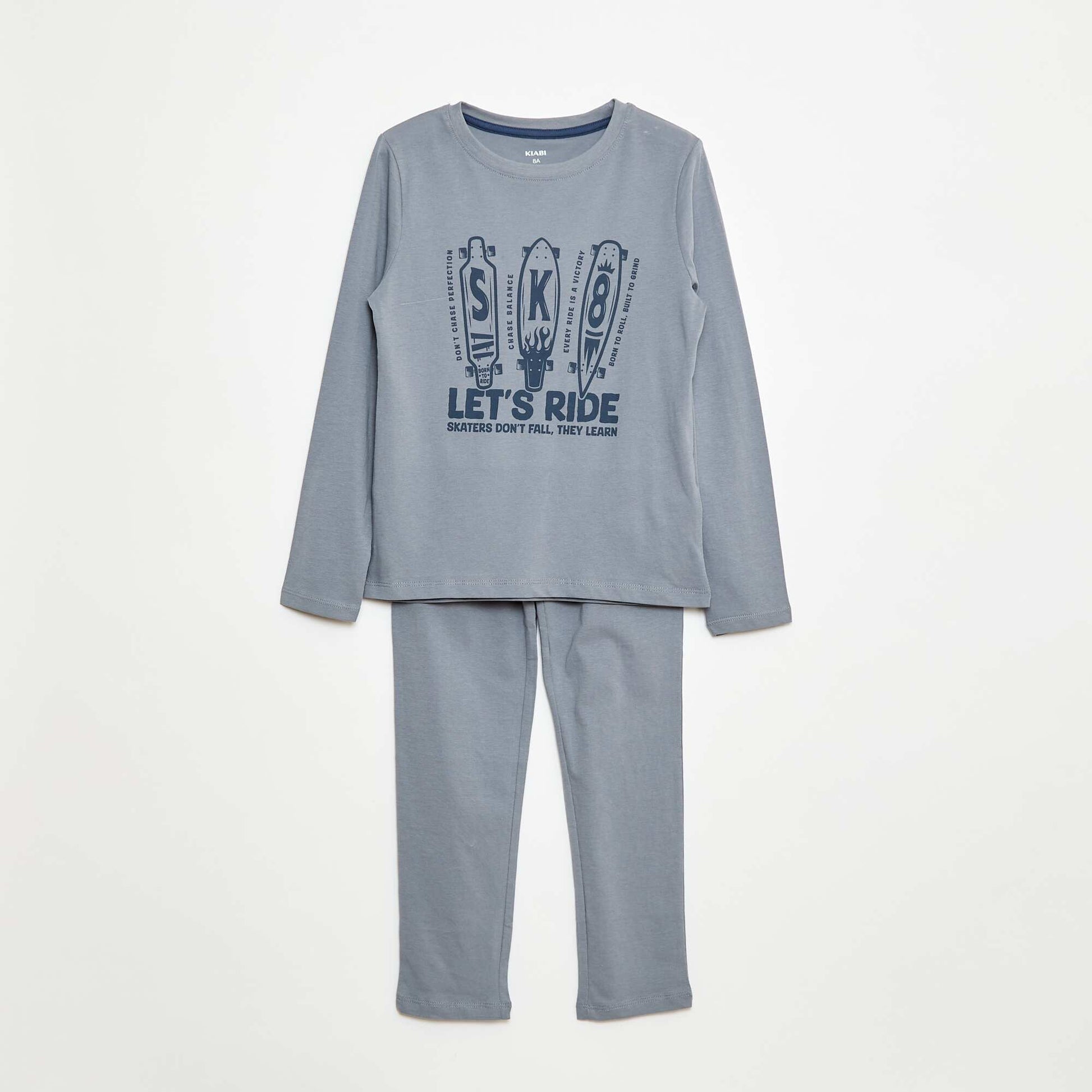 Pyjama long en jersey avec imprimé - 2 pièces BLEU