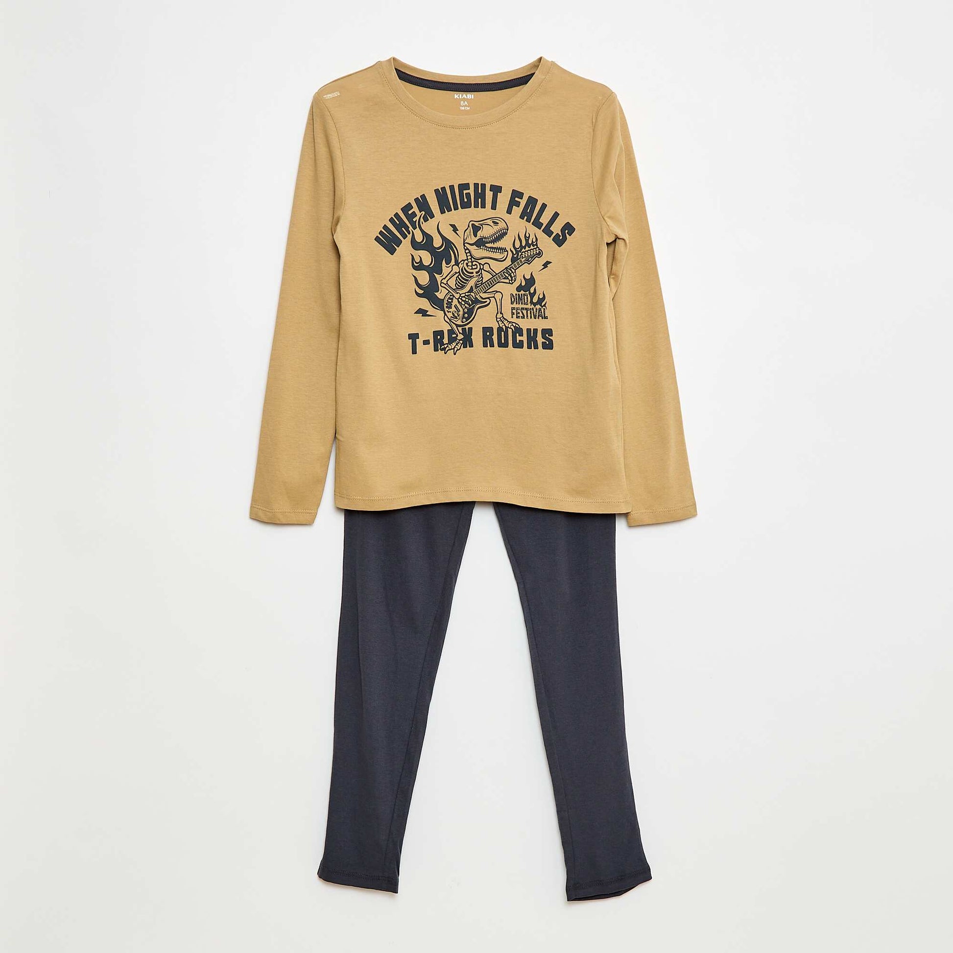 Pyjama long en jersey avec imprimé - 2 pièces MARRON