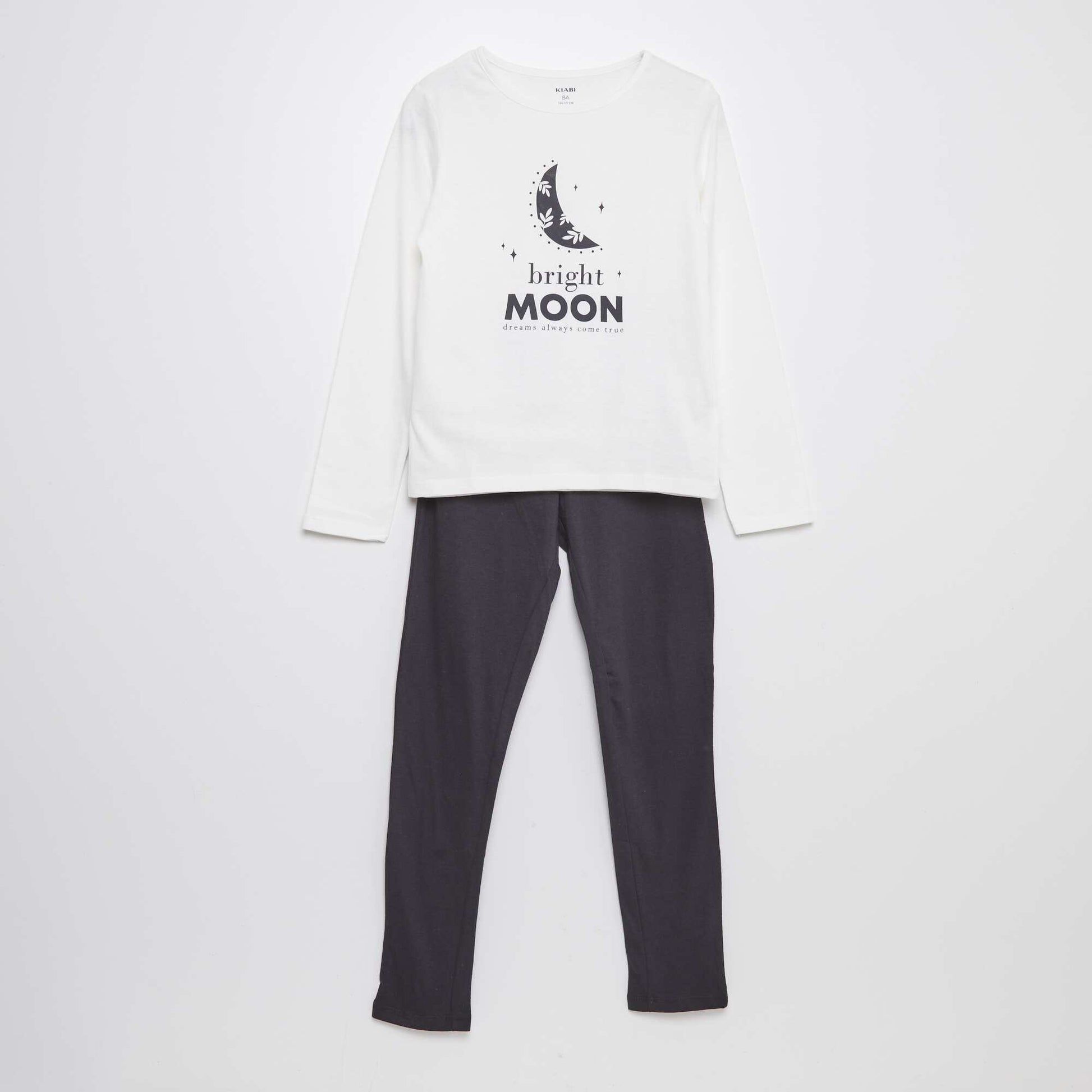 Ensemble pyjama t-shirt + pantalon - 2 pièces BLANC/GRIS FONCé