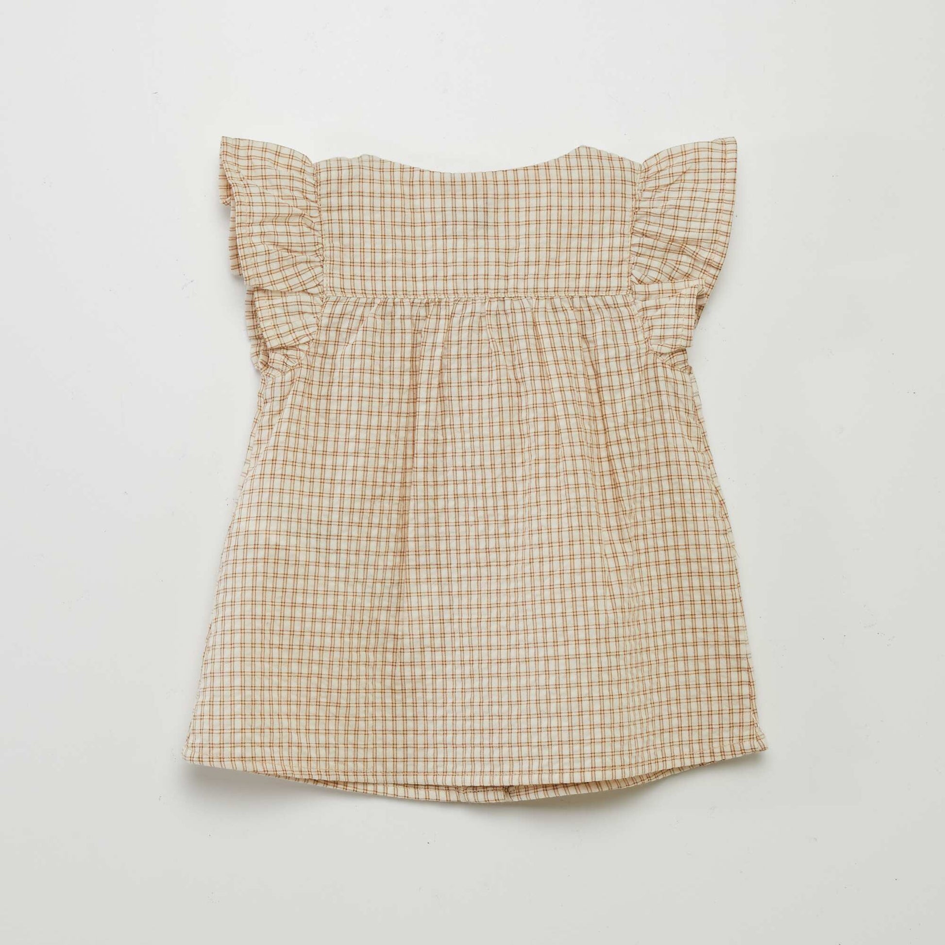 Blouse à carreaux style vichy BEIGE