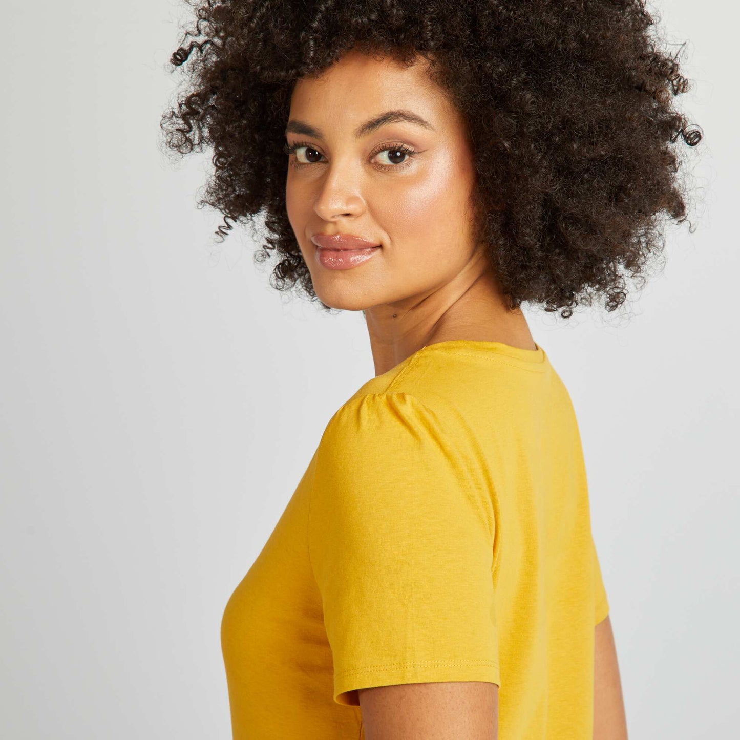 Tee-shirt basique col V JAUNE