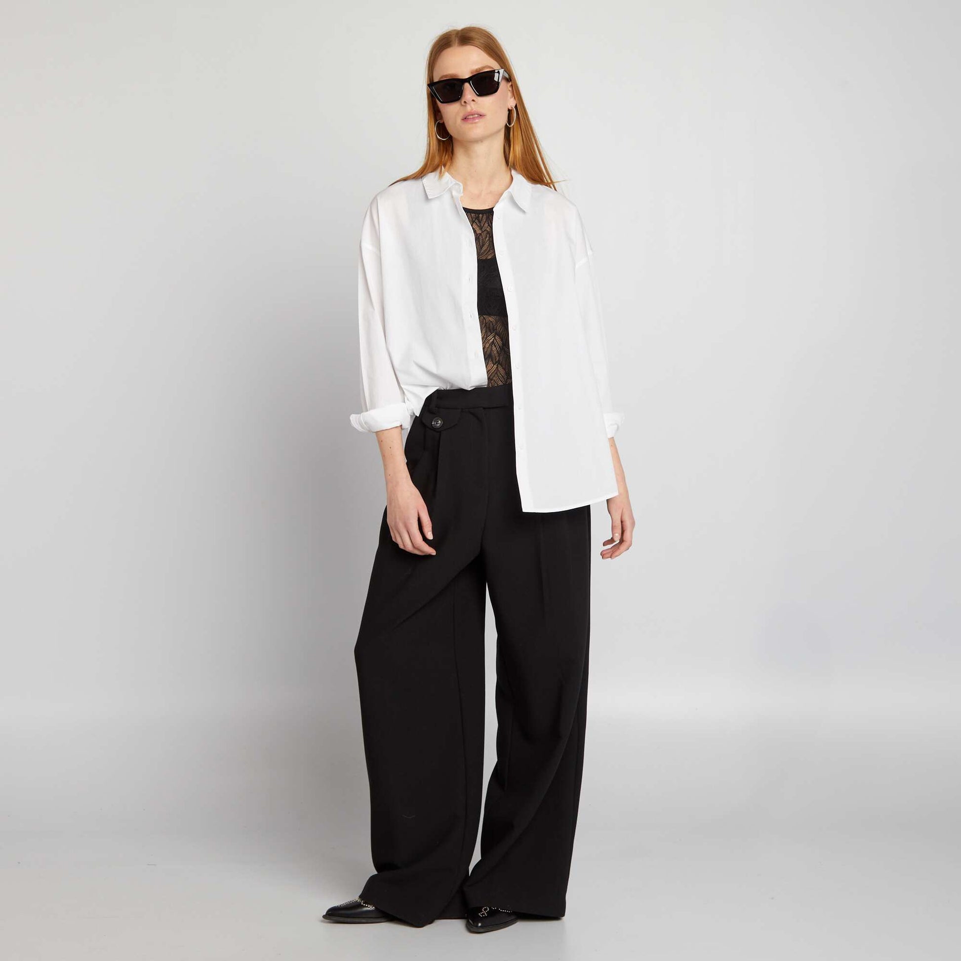 Chemise basique en popeline BLANC