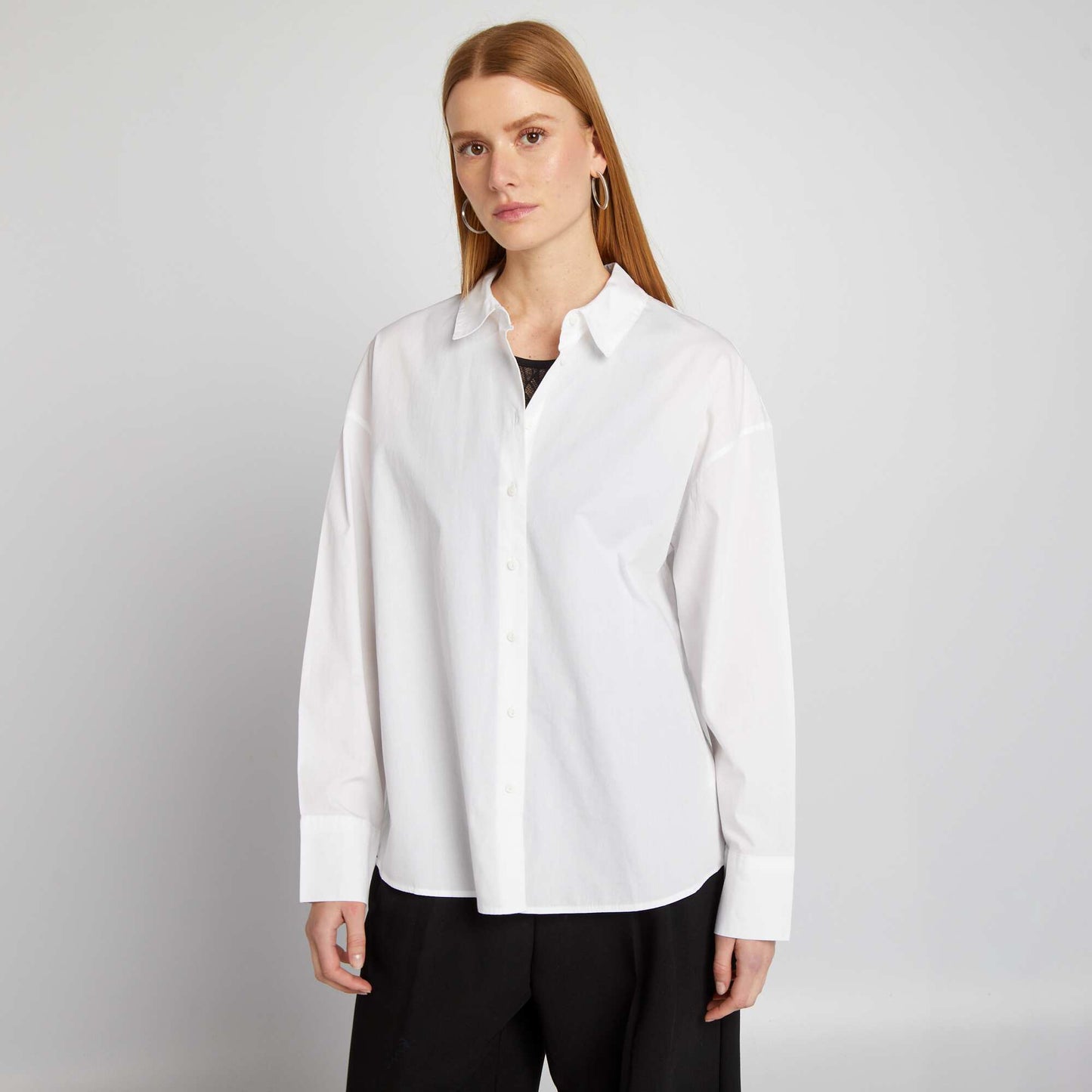 Chemise basique en popeline BLANC