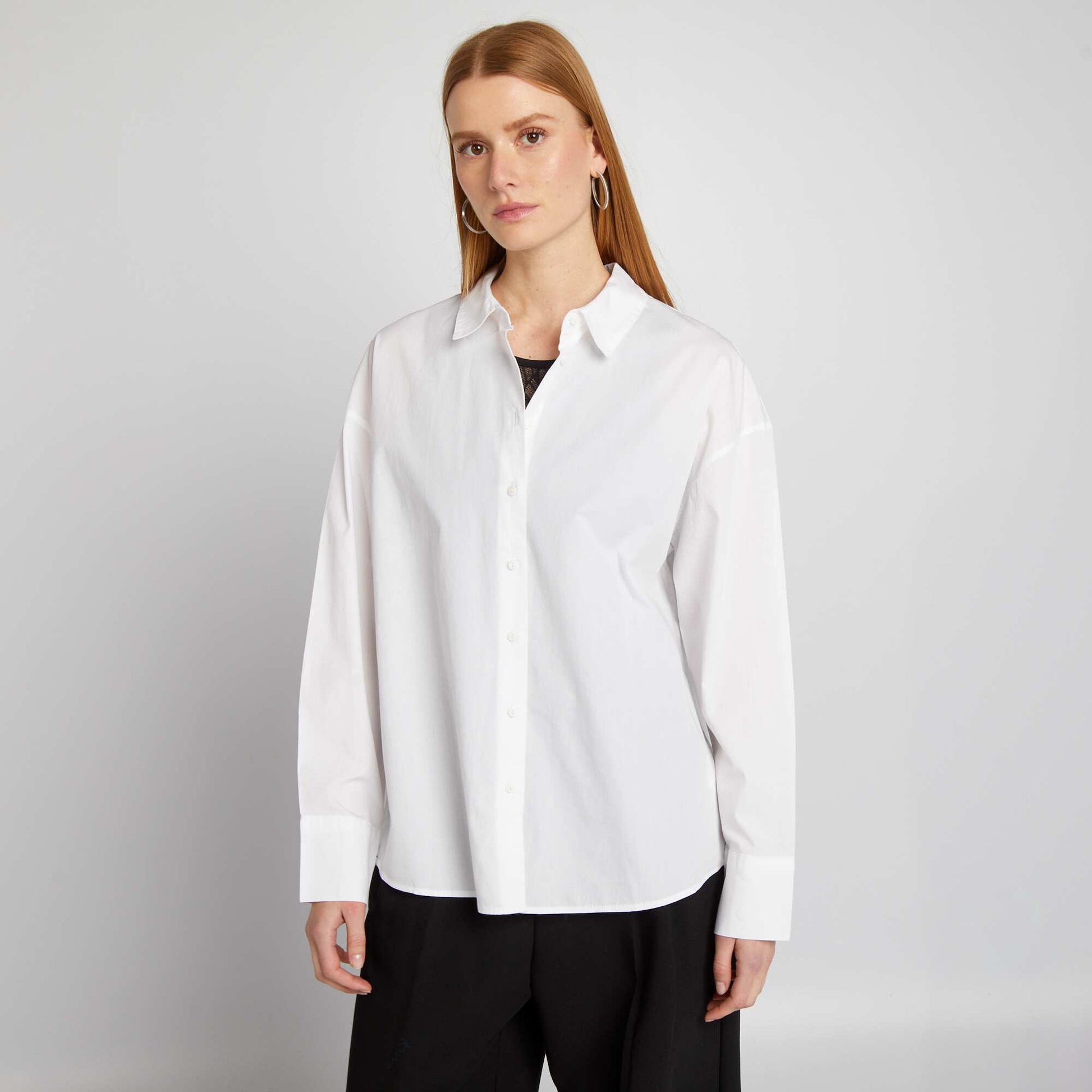 Chemise basique en popeline BLANC