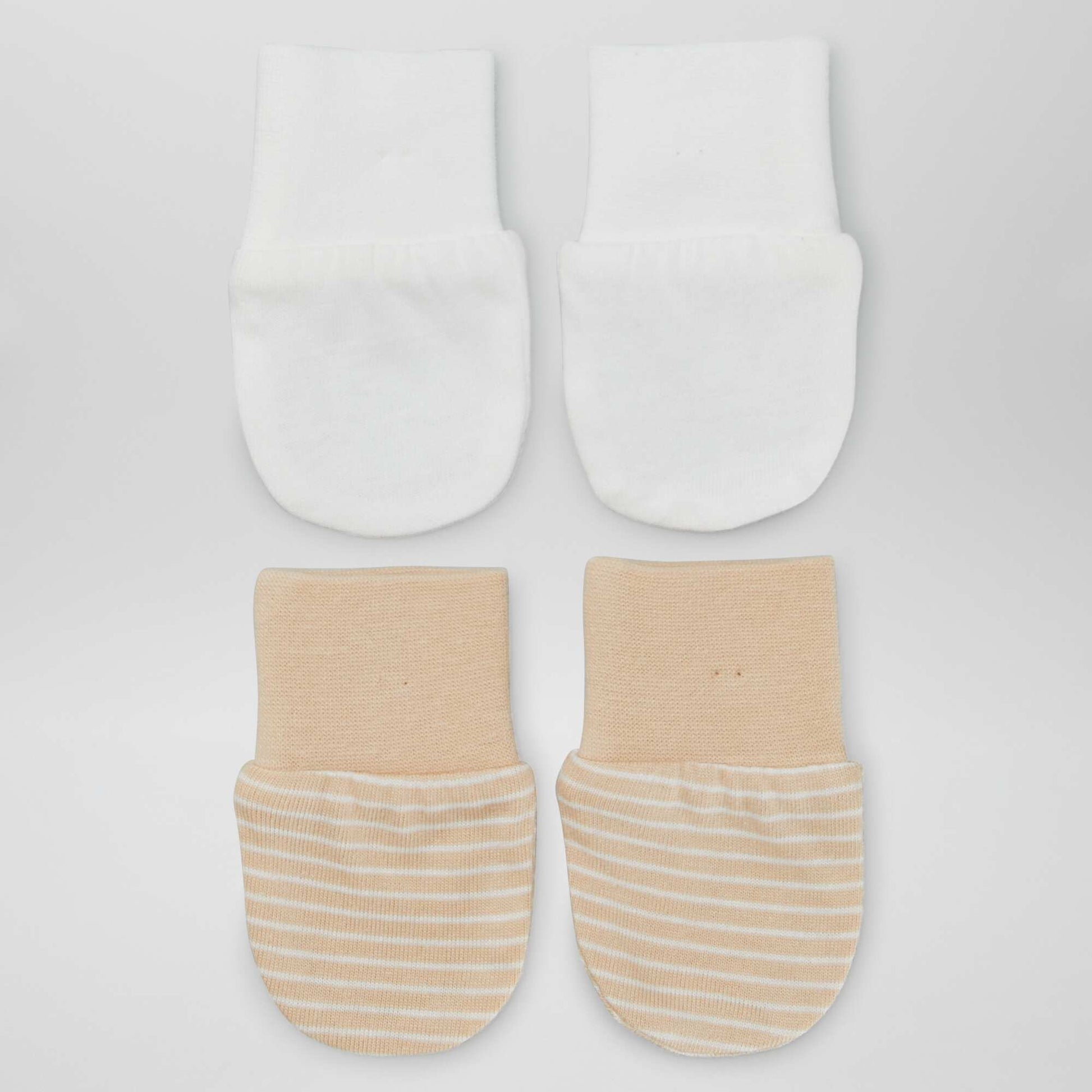 Lot de 2 paires de moufles anti-griffes BEIGE