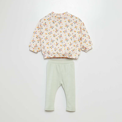 Ensemble imprimé sweat + legging - 2 pièces ROSE