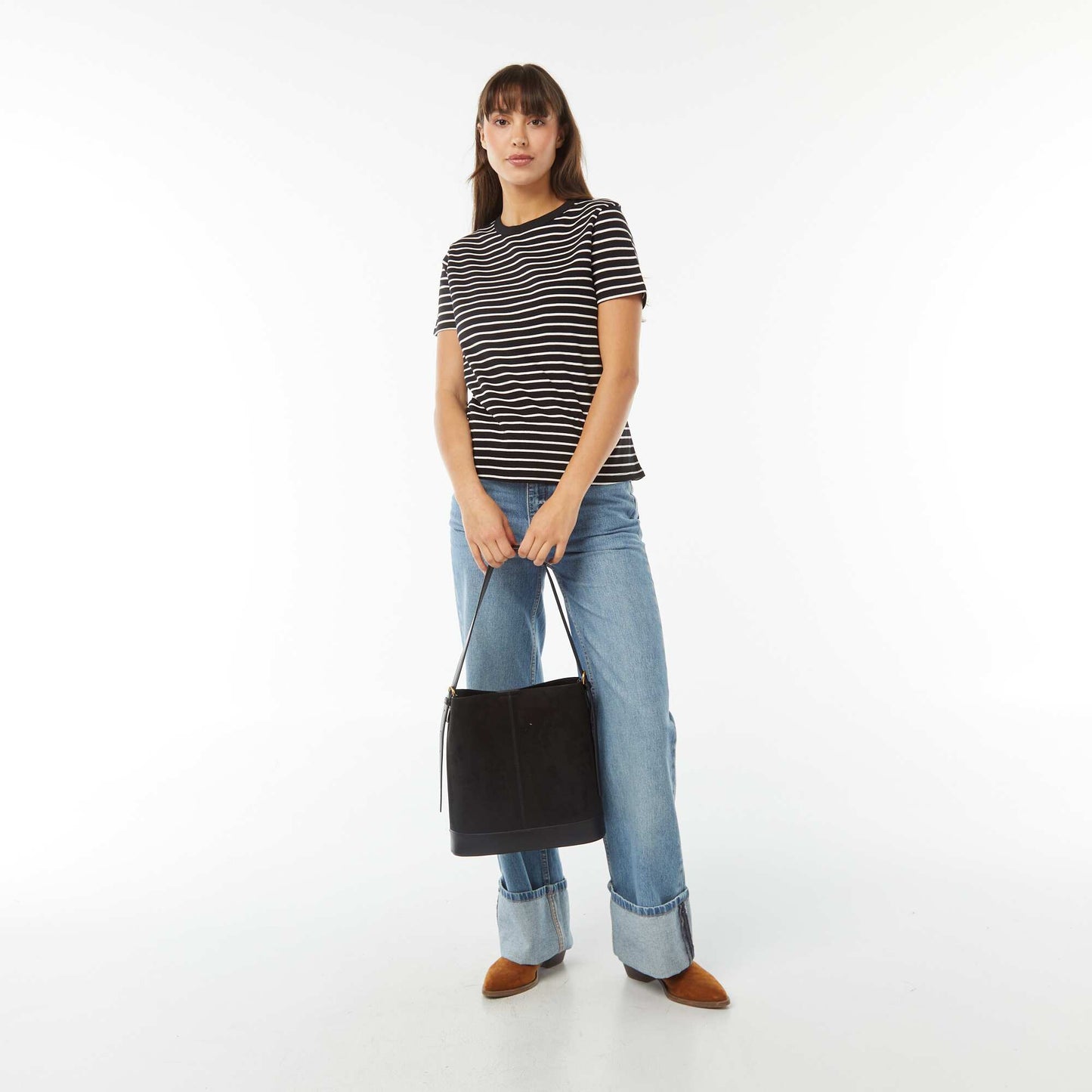 T-shirt en coton épais NOIR/BLANC