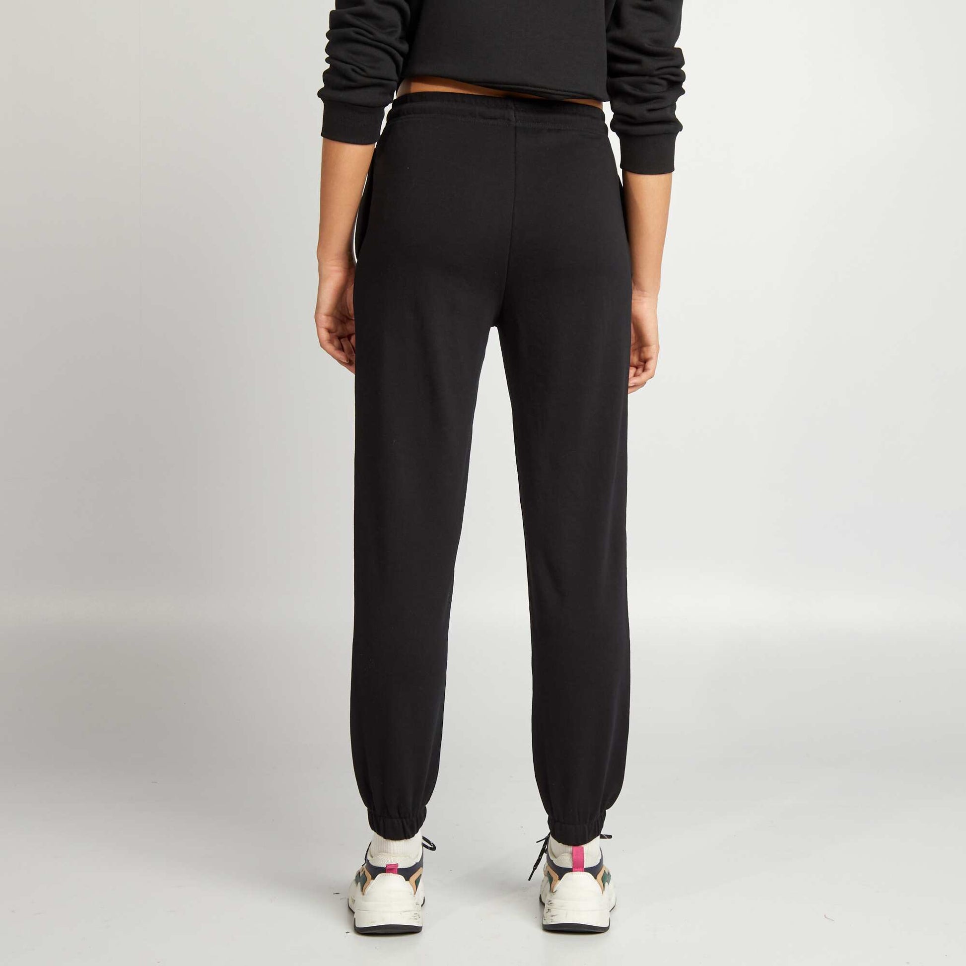 Jogging uni en molleton fin NOIR
