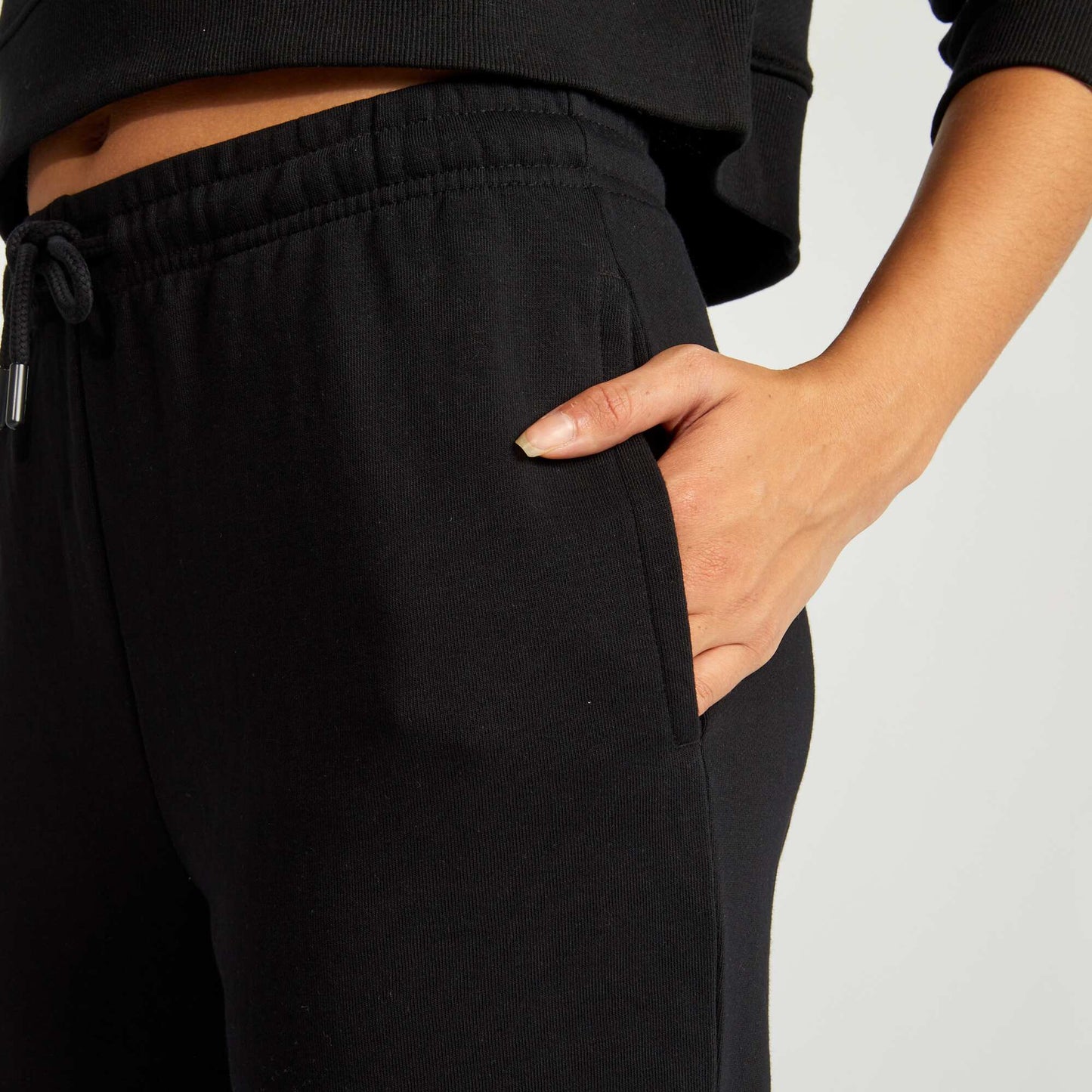Jogging uni en molleton fin NOIR