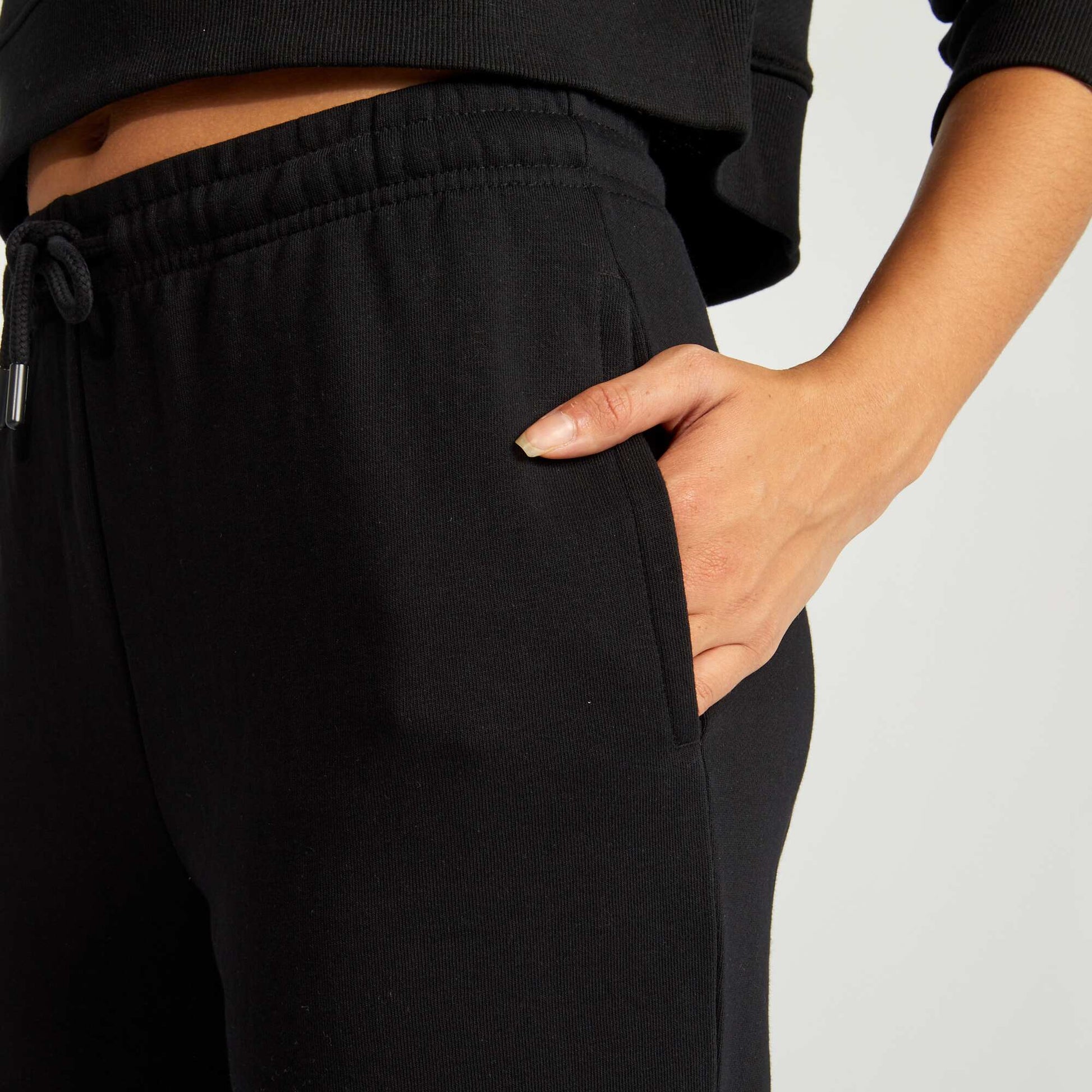 Jogging uni en molleton fin NOIR