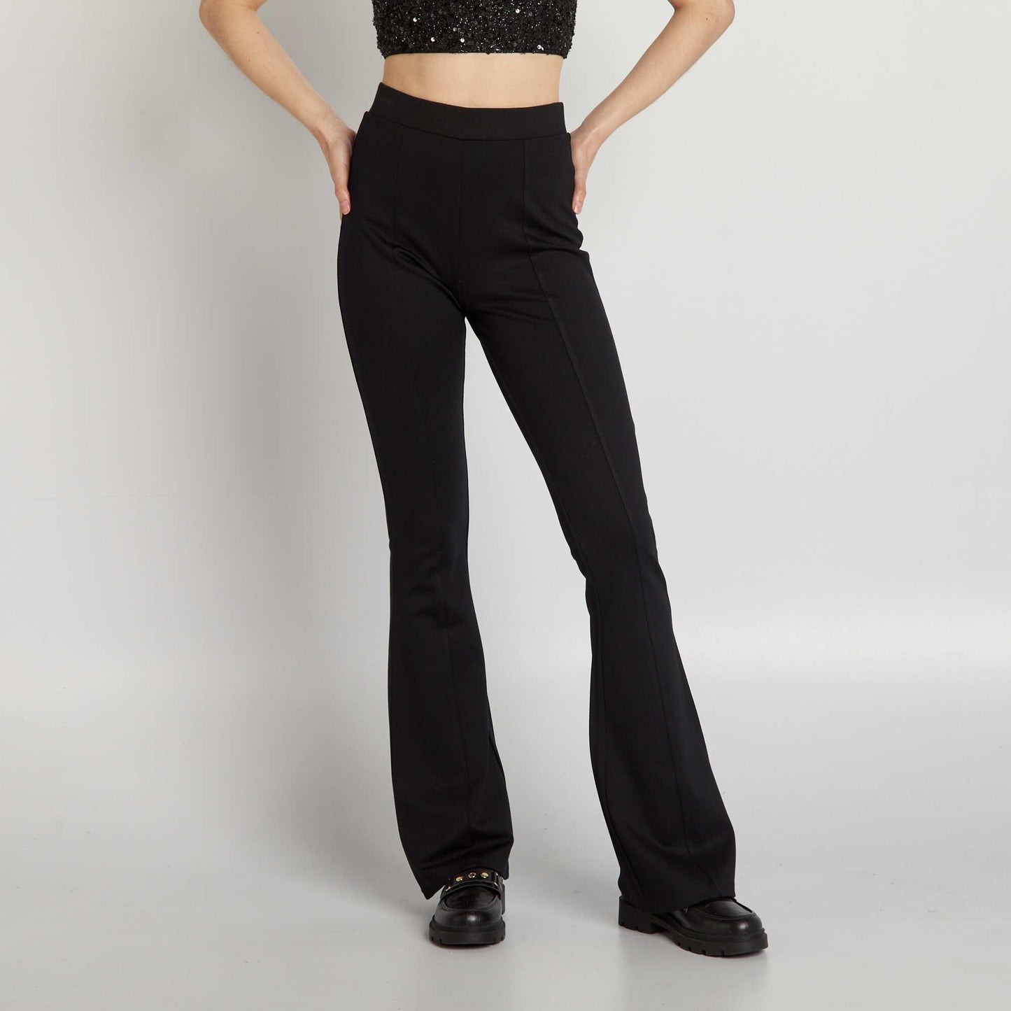 Pantalon flare/bootcut en matière stretch NOIR
