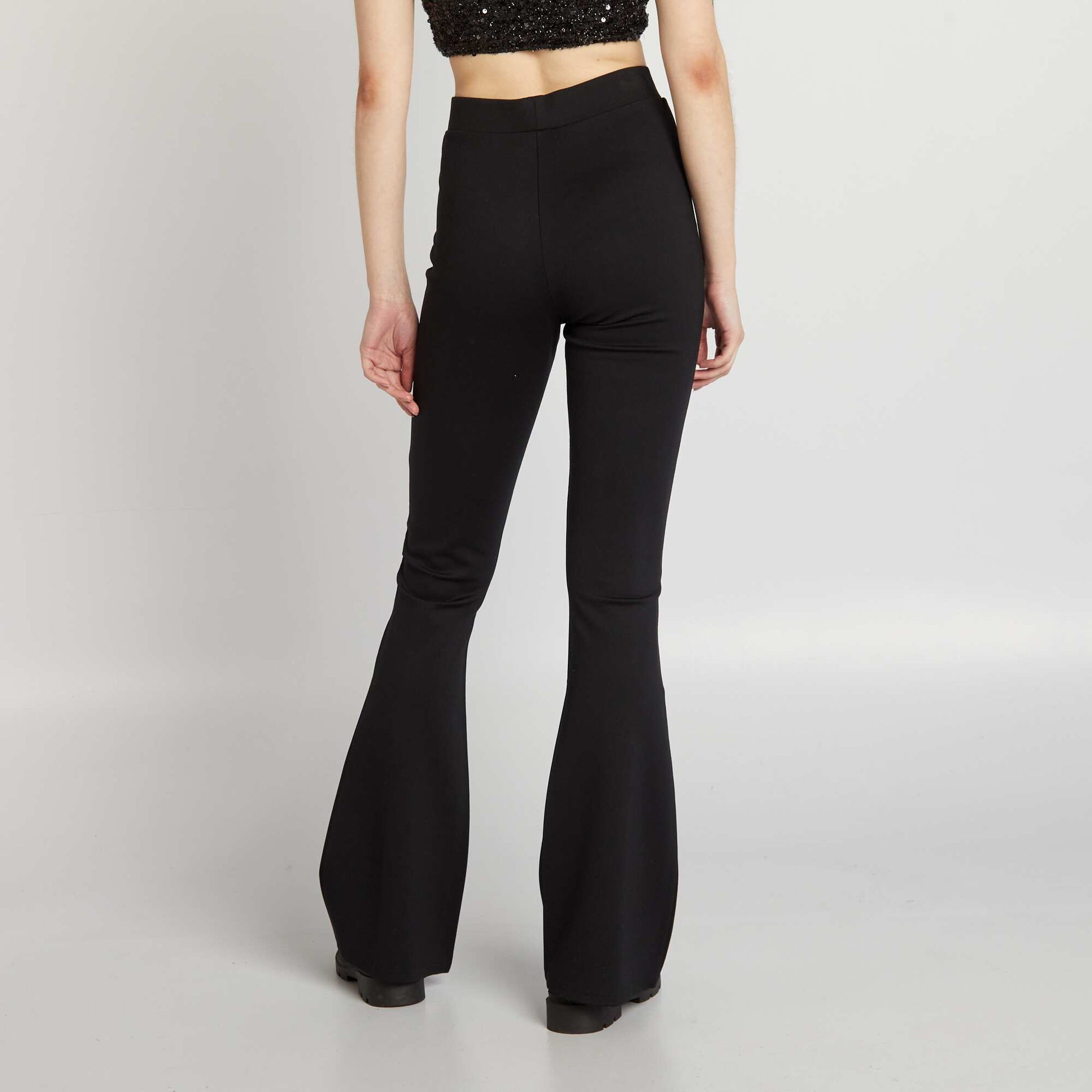 Pantalon flare/bootcut en matière stretch NOIR