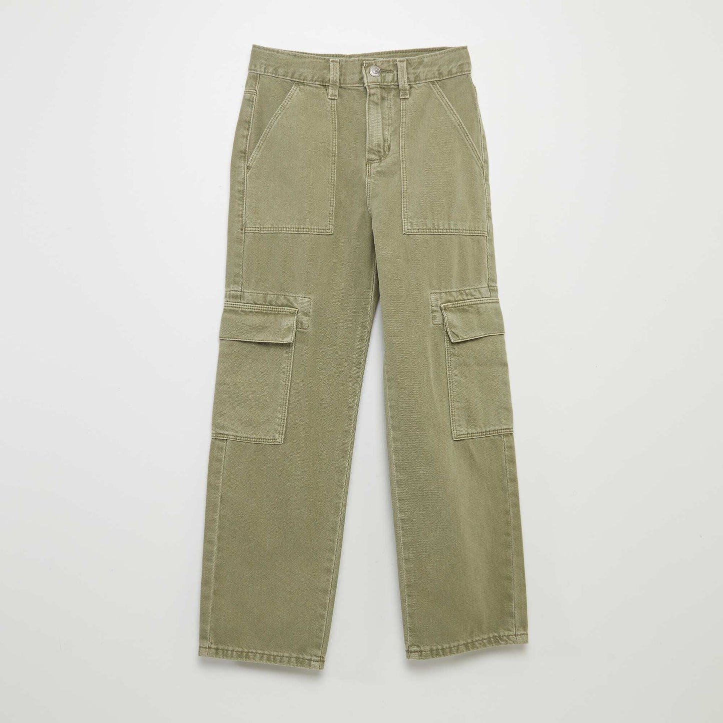 Pantalon denim multipoches VERT LICHEN