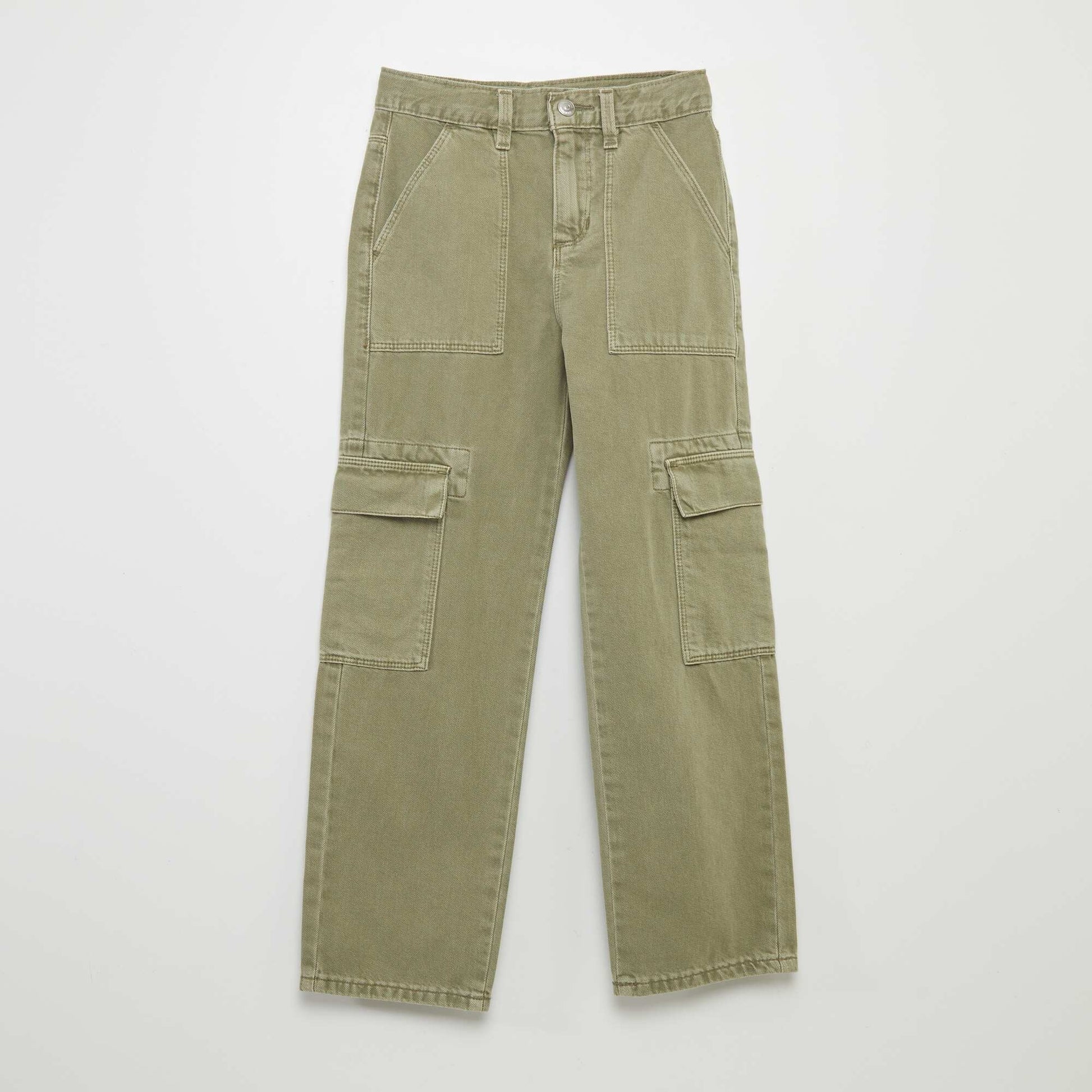 Pantalon denim multipoches VERT LICHEN