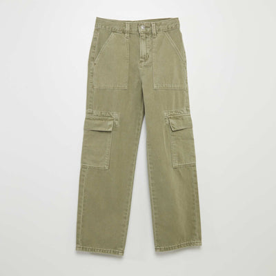 Pantalon denim multipoches VERT LICHEN