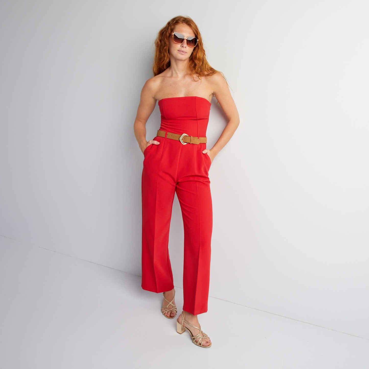 Combinaison longue en bustier ROUGE