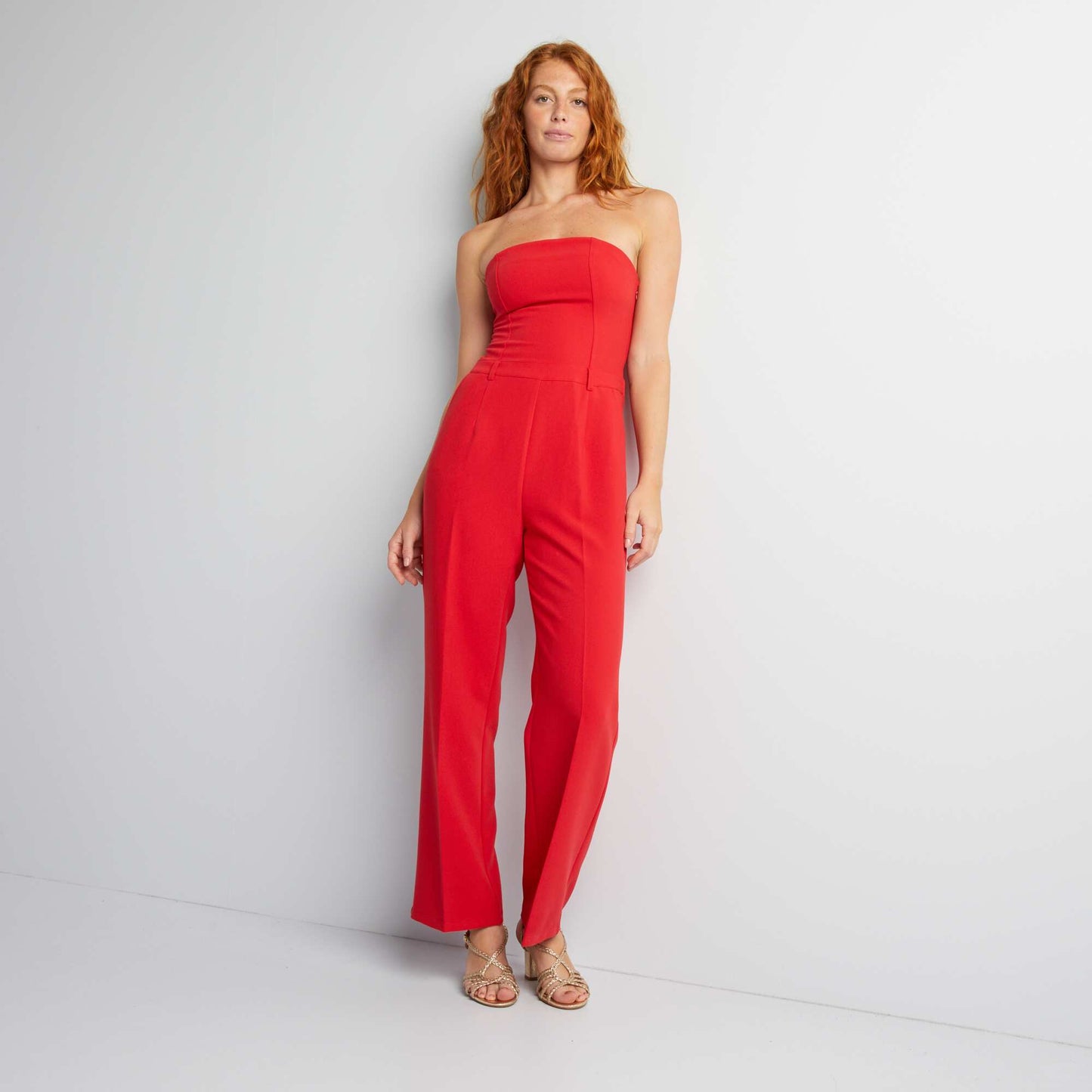 Combinaison longue en bustier ROUGE